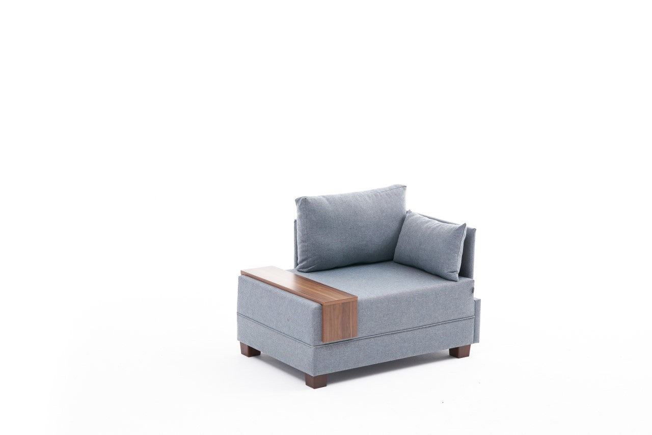Erleben Sie das Fly Right Modulares Sofa in elegantem Blau – ein 1-Sitzer, der höchsten Komfort und zeitlose Schönheit in Ihr Zuhause bringt.
