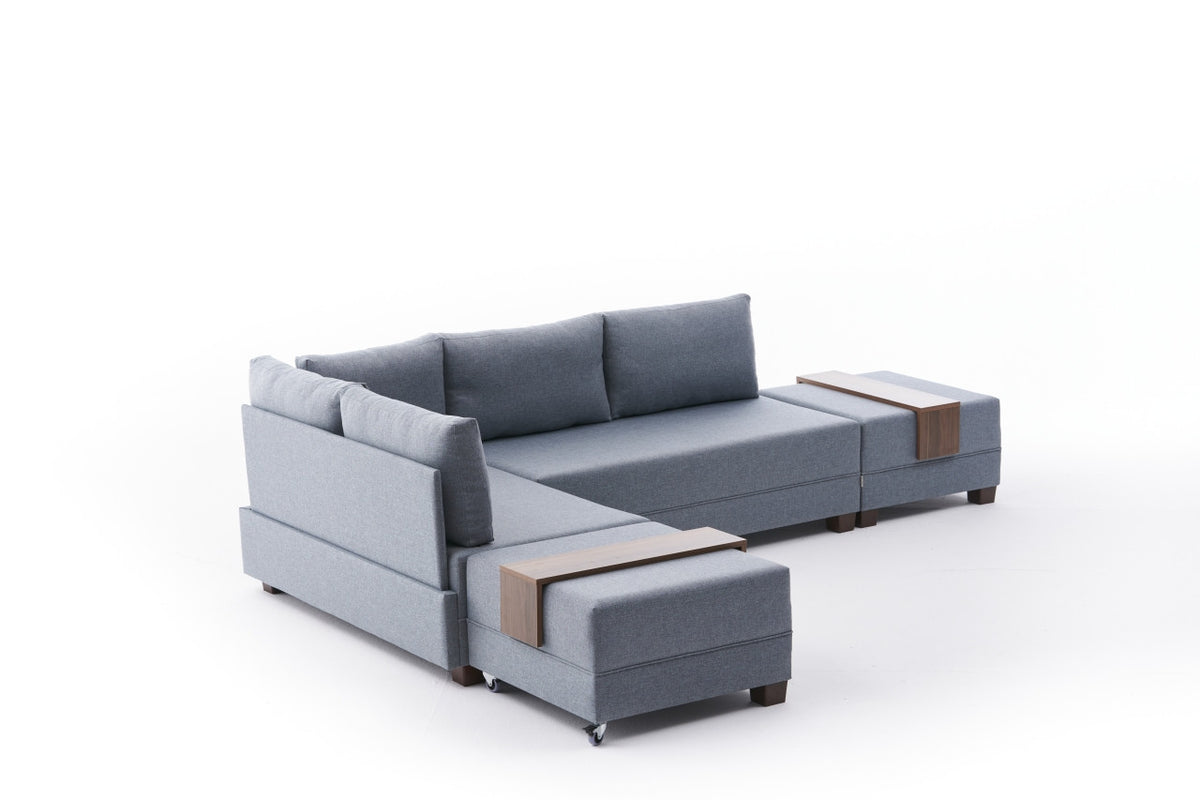 Fly Left Bettsofa - Blau in Blau präsentiert im Onlineshop von KAQTU Design AG. Bettsofa links ist von Atelier Del Sofa