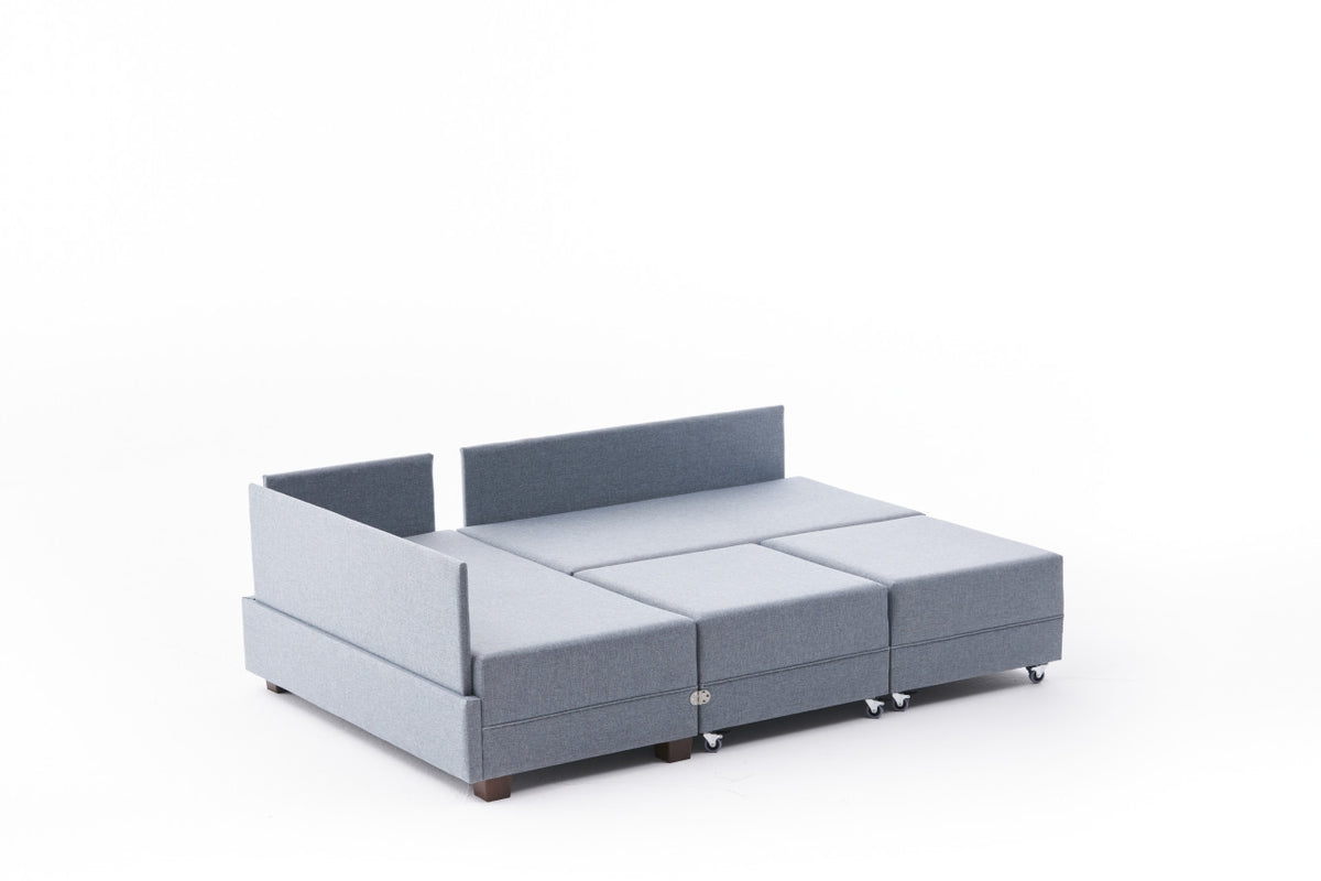 Fly Left Bettsofa - Blau in Blau präsentiert im Onlineshop von KAQTU Design AG. Bettsofa links ist von Atelier Del Sofa