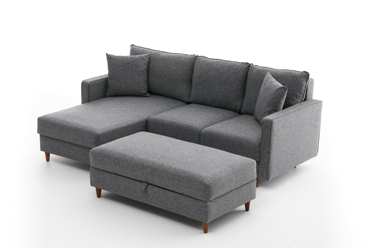Verleihen Sie Ihrem Zuhause mit dem grauen Eva Left Ecksofa von Atelier Del Sofa einen modernen Akzent – stilvoll, komfortabel und pflegeleicht.
