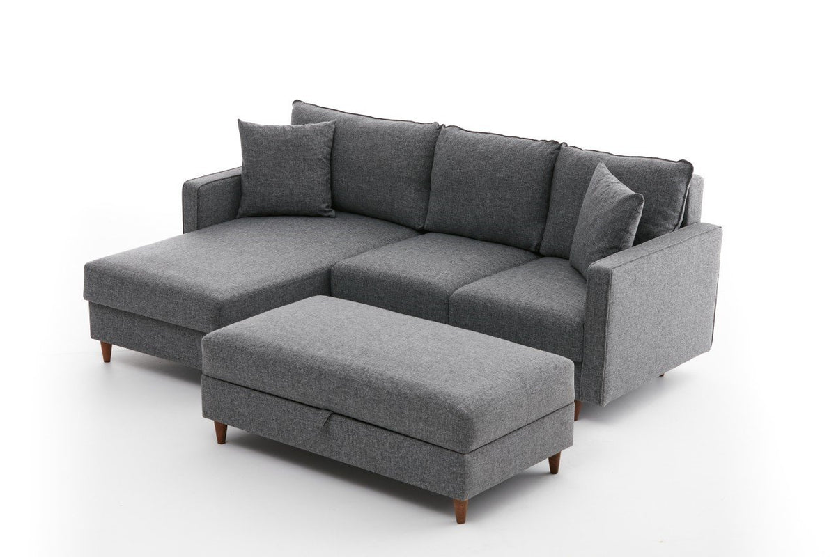 Eva Left Ecksofa - Grau in Grau präsentiert im Onlineshop von KAQTU Design AG. L-Sofa rechts ist von Atelier Del Sofa