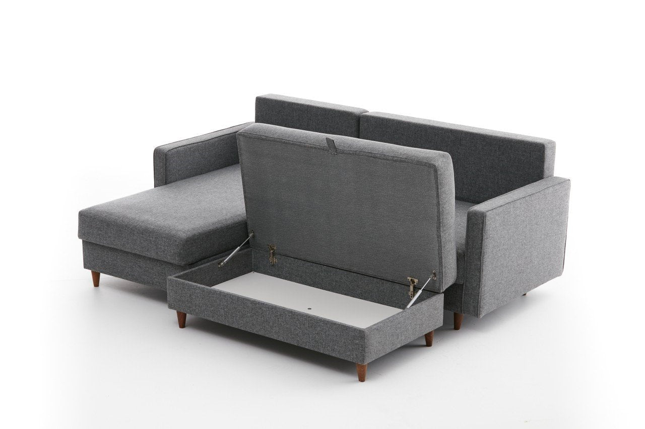 Entdecken Sie das stilvolle Eva Left Ecksofa in Grau von Atelier Del Sofa – die perfekte Kombination aus Eleganz, Komfort und Pflegeleichtigkeit für Ihr Zuhause.