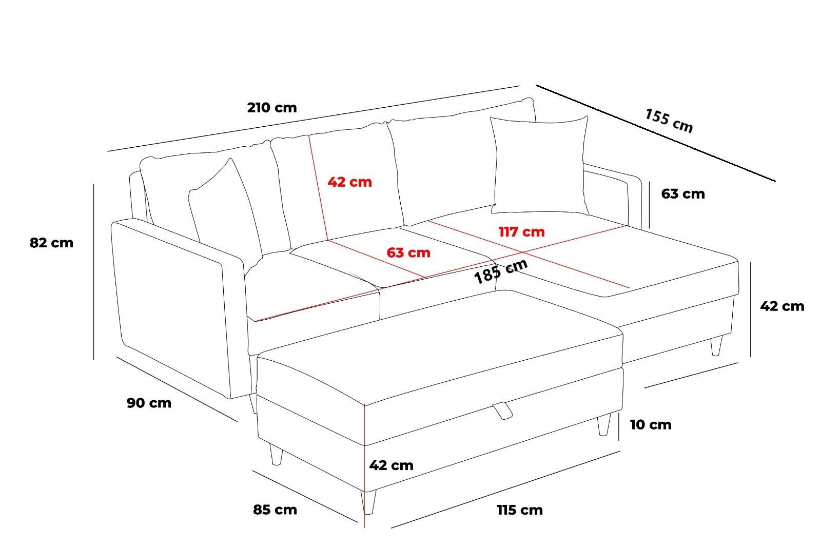Entdecken Sie das elegante Eva Left Ecksofa in Anthrazit – der perfekte Mittelpunkt für Ihr modernes Zuhause, stilvoll und komfortabel.