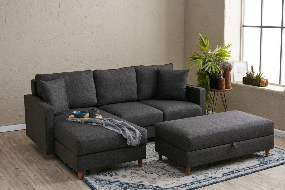 Eva Left Ecksofa - Anthrazit in Anthrazit präsentiert im Onlineshop von KAQTU Design AG. L-Sofa rechts ist von Atelier Del Sofa