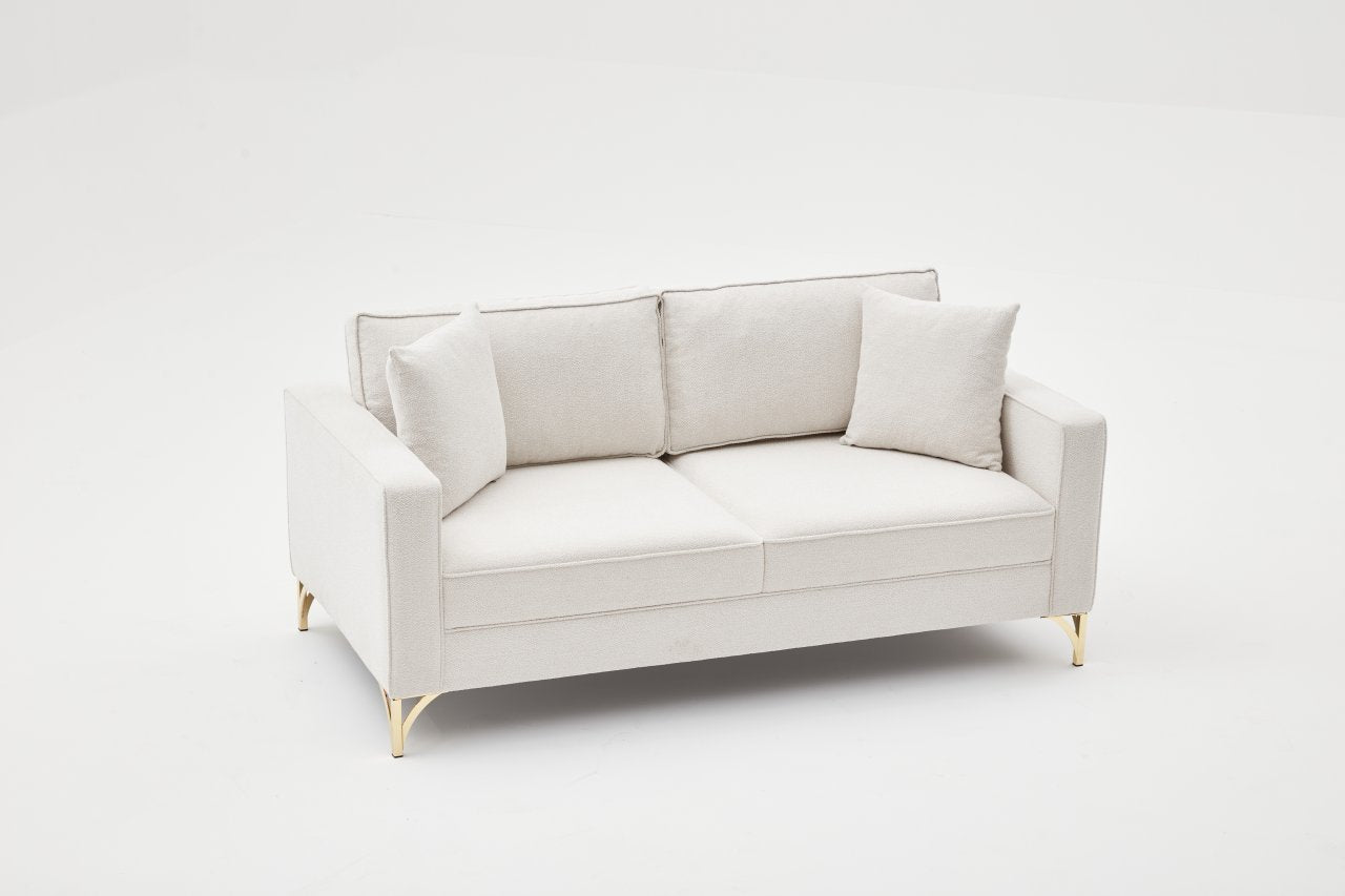 Entdecken Sie das exquisite 2er Sofa "Berlin" in Creme und Gold von Atelier Del Sofa. Ein stilvolles Möbelstück, das Eleganz und Komfort perfekt kombiniert.