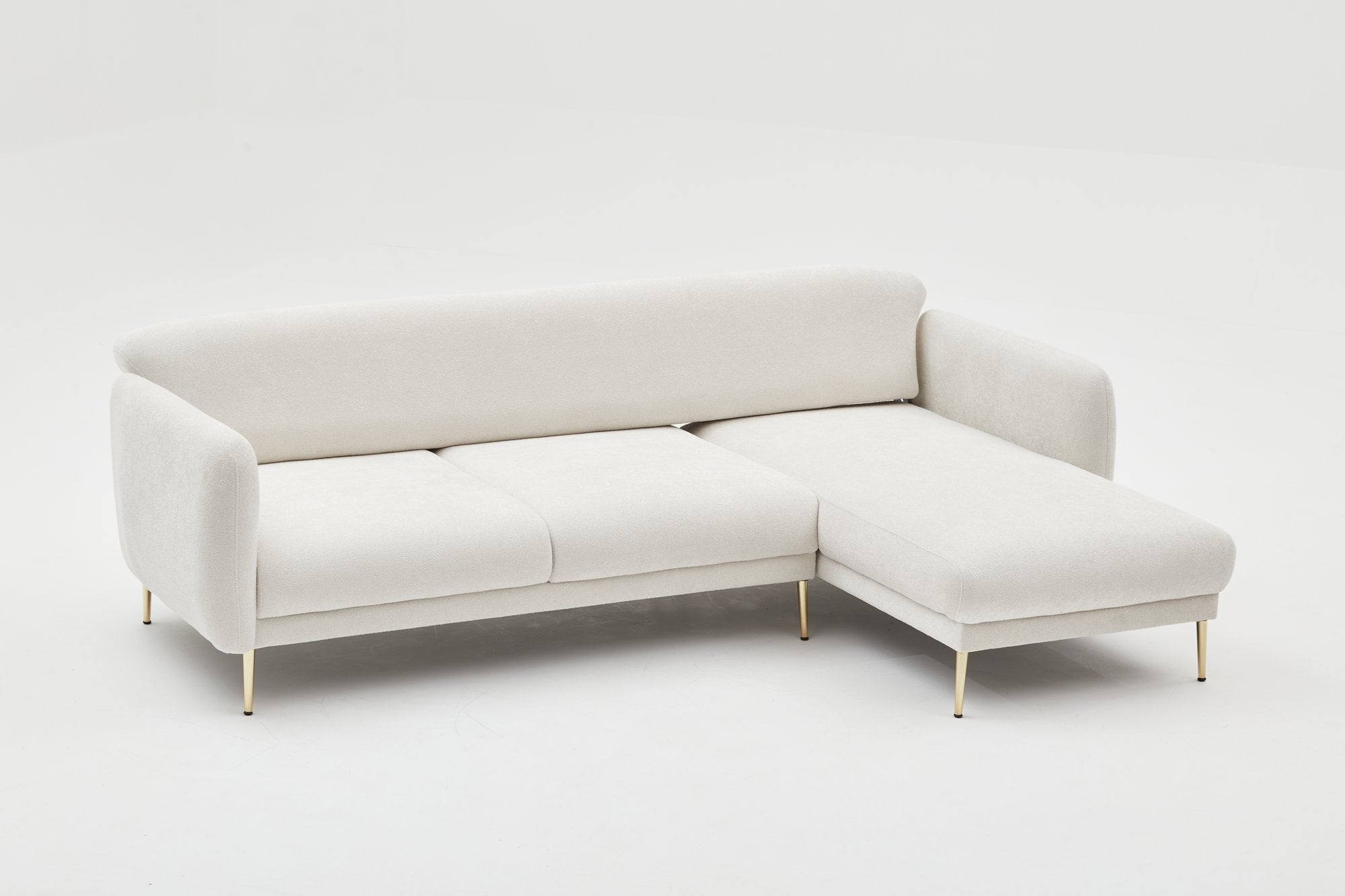 Erleben Sie das exquisite Simena Right Bettsofa in Creme und Gold von Atelier Del Sofa – die perfekte Kombination aus Eleganz und Funktionalität für Ihr Zuhause!