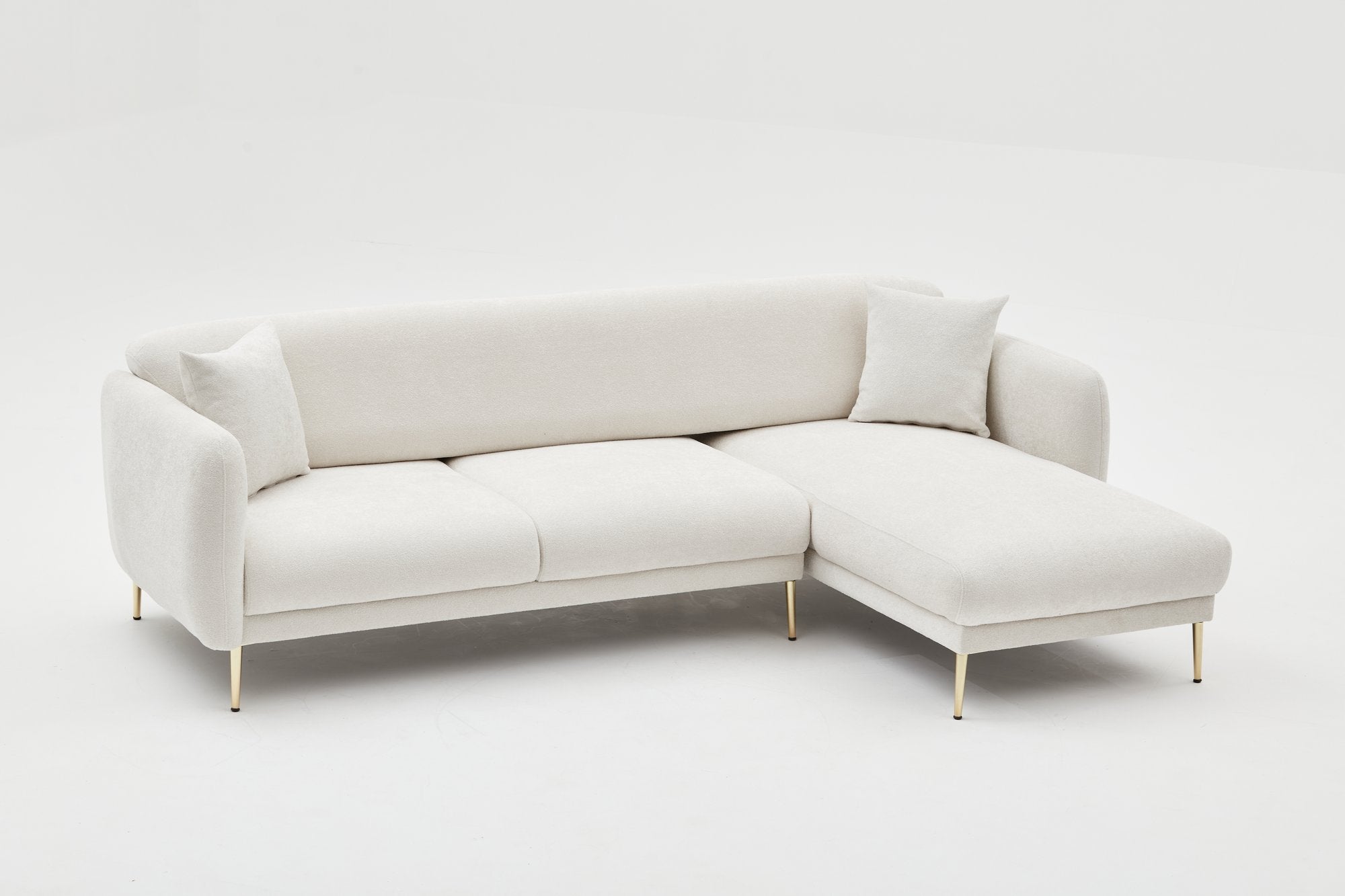 Erleben Sie das exquisite Simena Right Bettsofa in Creme und Gold von Atelier Del Sofa – die perfekte Kombination aus Eleganz und Funktionalität für Ihr Zuhause!