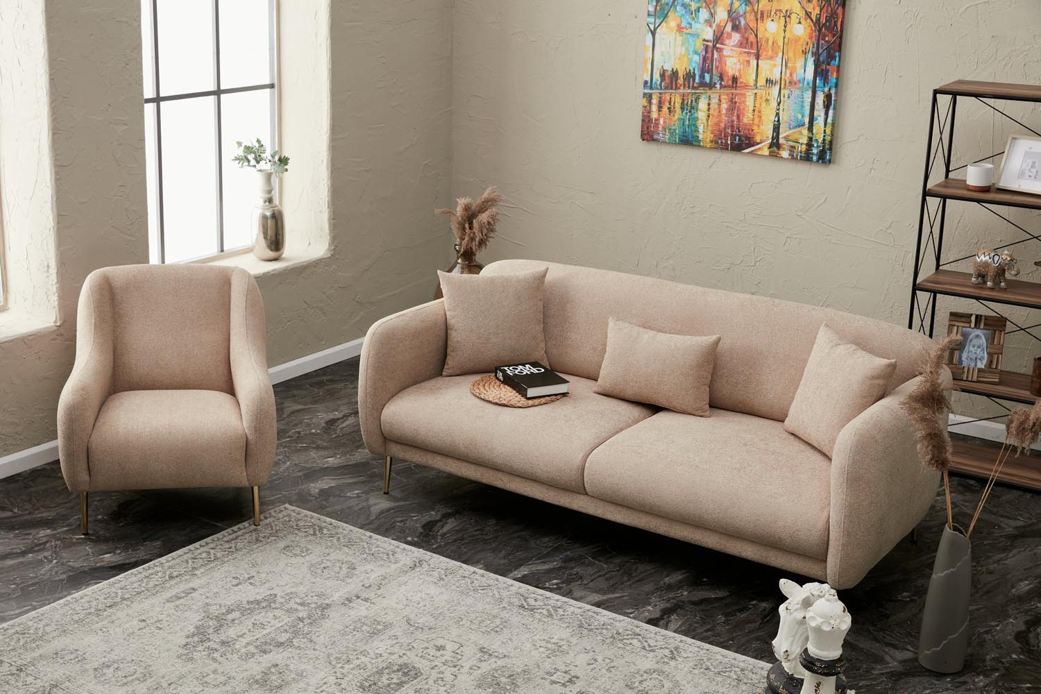 Entdecken Sie das stilvolle Simena - Beige Bettsofa von Atelier Del Sofa, das mit seinem eleganten Look und der praktischen Schlafsofa-Funktion ideal für jedes Zuhause ist.