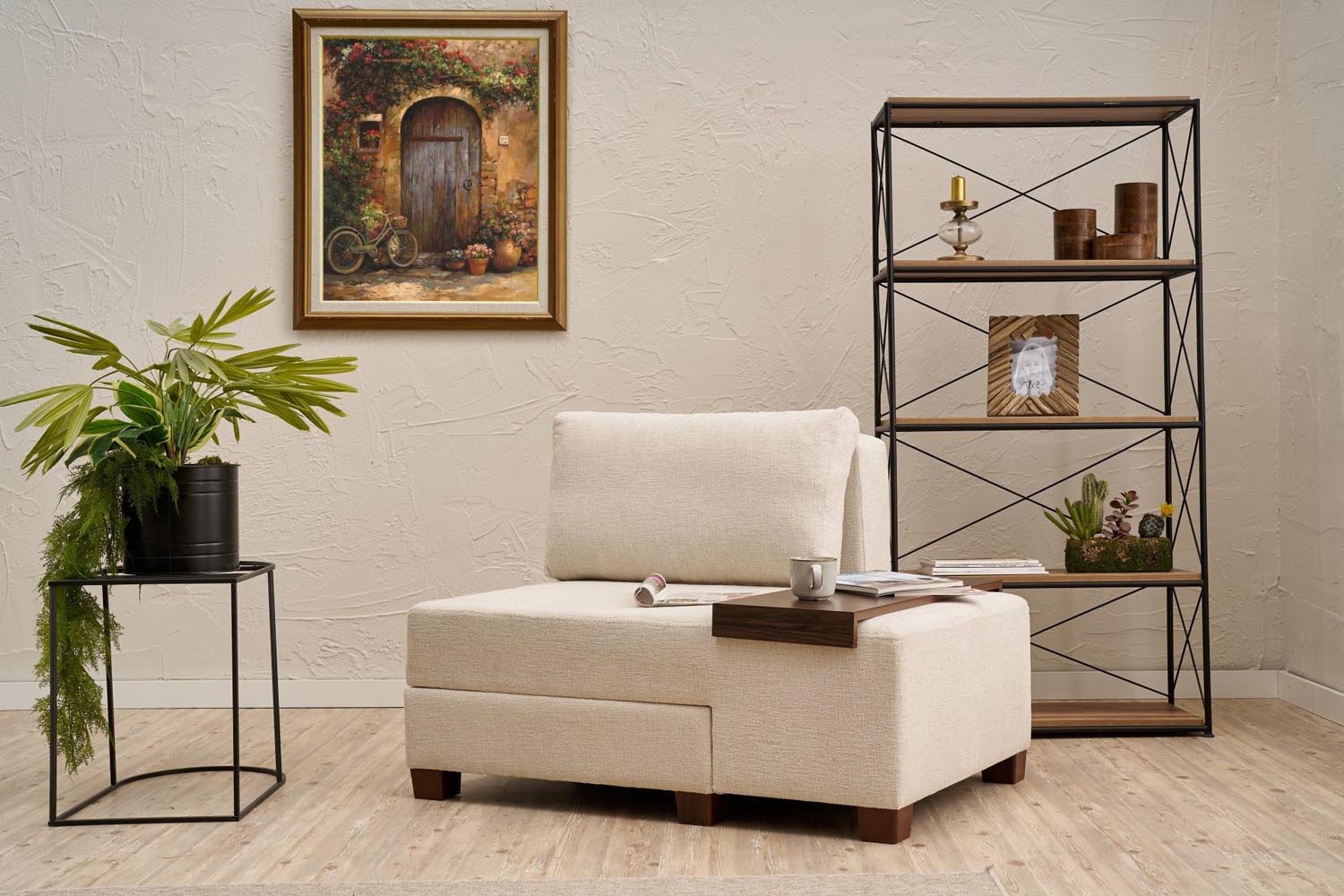 Erleben Sie das Perenna Chenille Right Bettsofa in Sahne – eine elegante Lösung für Komfort und Stil in Ihrem Wohnraum. Ideal für Gäste!