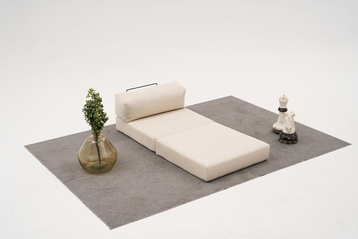 Comfort 1-Sitzer Sofa von Atelier Del Sofa: Sessel mit Bezug aus 100% Chenille in Creme, Breite 95 cm, Tiefe 95 cm, Höhe 75 cm.