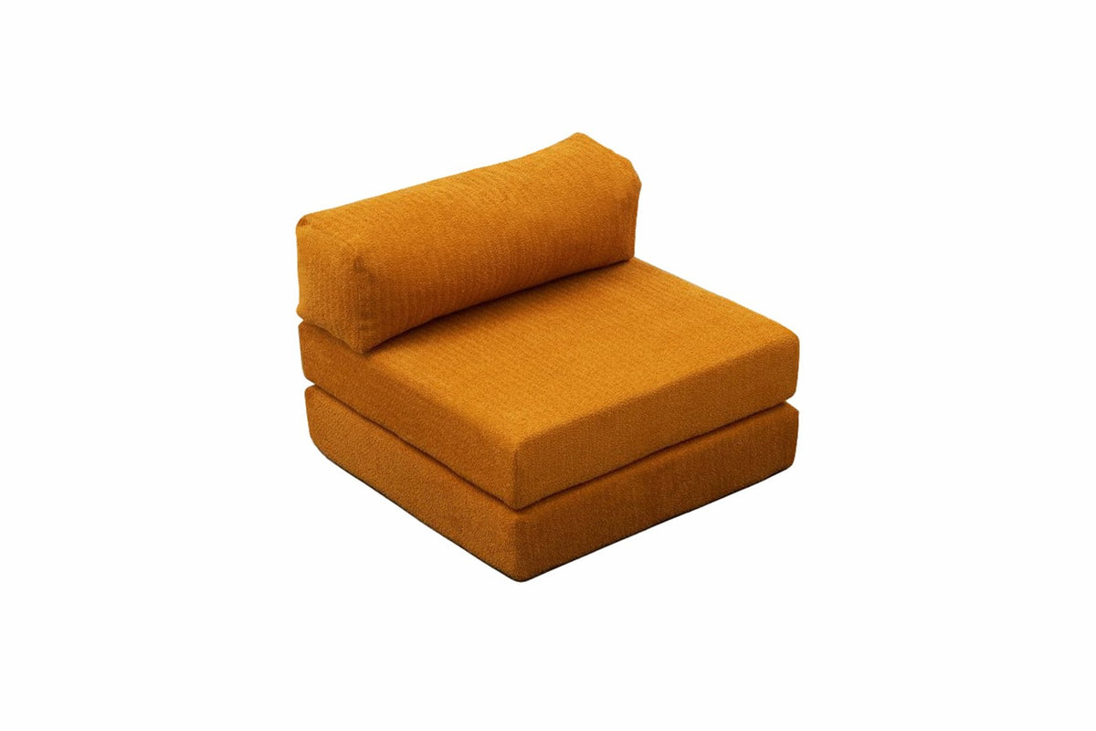 Comfort 1-Sitzer Sofa von Atelier Del Sofa, orangefarbener Sessel mit Chenille-Bezug, kompakte Form mit gepolsterter Sitz- und Rückenfläche