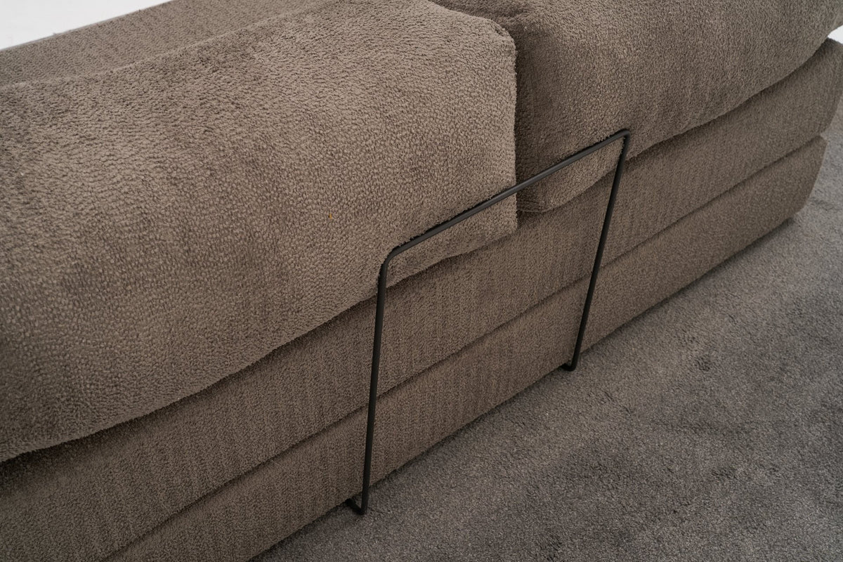 Comfort Ecksofa von Atelier Del Sofa in Grau, Ecksofa mit Chenille-Bezug, Masse 290x95x75 cm, Weichschaum-Sitzfläche, Türkei produziert.