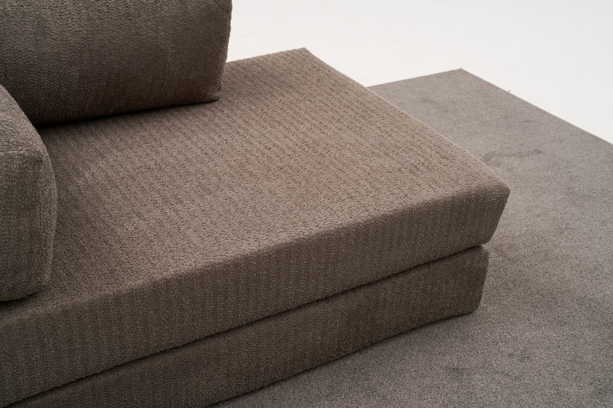 Comfort Ecksofa von Atelier Del Sofa in Grau, Ecksofa mit Chenille-Bezug, Masse 290x95x75 cm, Weichschaum-Sitzfläche, Türkei produziert.