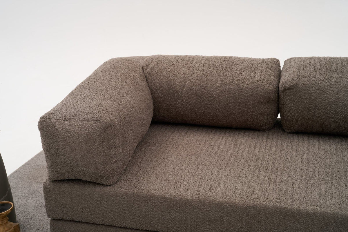 Graues Comfort Mini-Ecksofa mit Chenille-Bezug, kompakte Eckform, gepolsterte Sitzfläche, Ecksofa von Atelier Del Sofa.