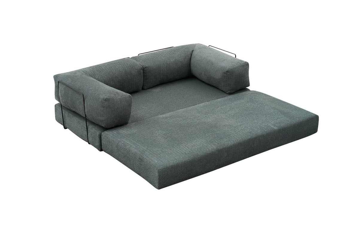 Comfort Mini-Ecksofa von Atelier Del Sofa in Grün, Ecksofa mit Chenille-Bezug, kompakte Form, Masse 190 x 95 x 75 cm, Sitzfläche mit Weichschaum