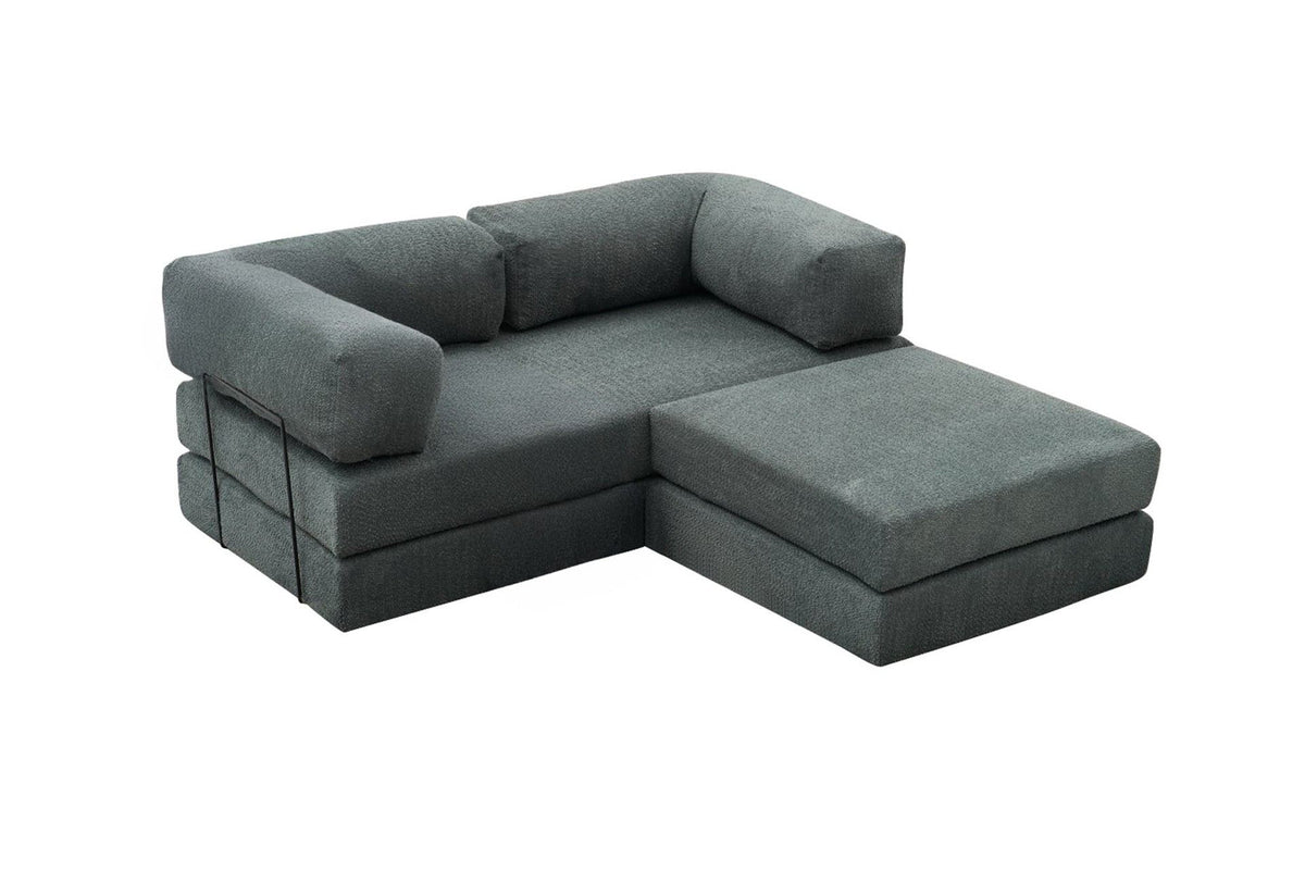 Comfort Mini-Ecksofa von Atelier Del Sofa in Grün, Ecksofa mit Chenille-Bezug, kompakte Form, Masse 190 x 95 x 75 cm, Sitzfläche mit Weichschaum