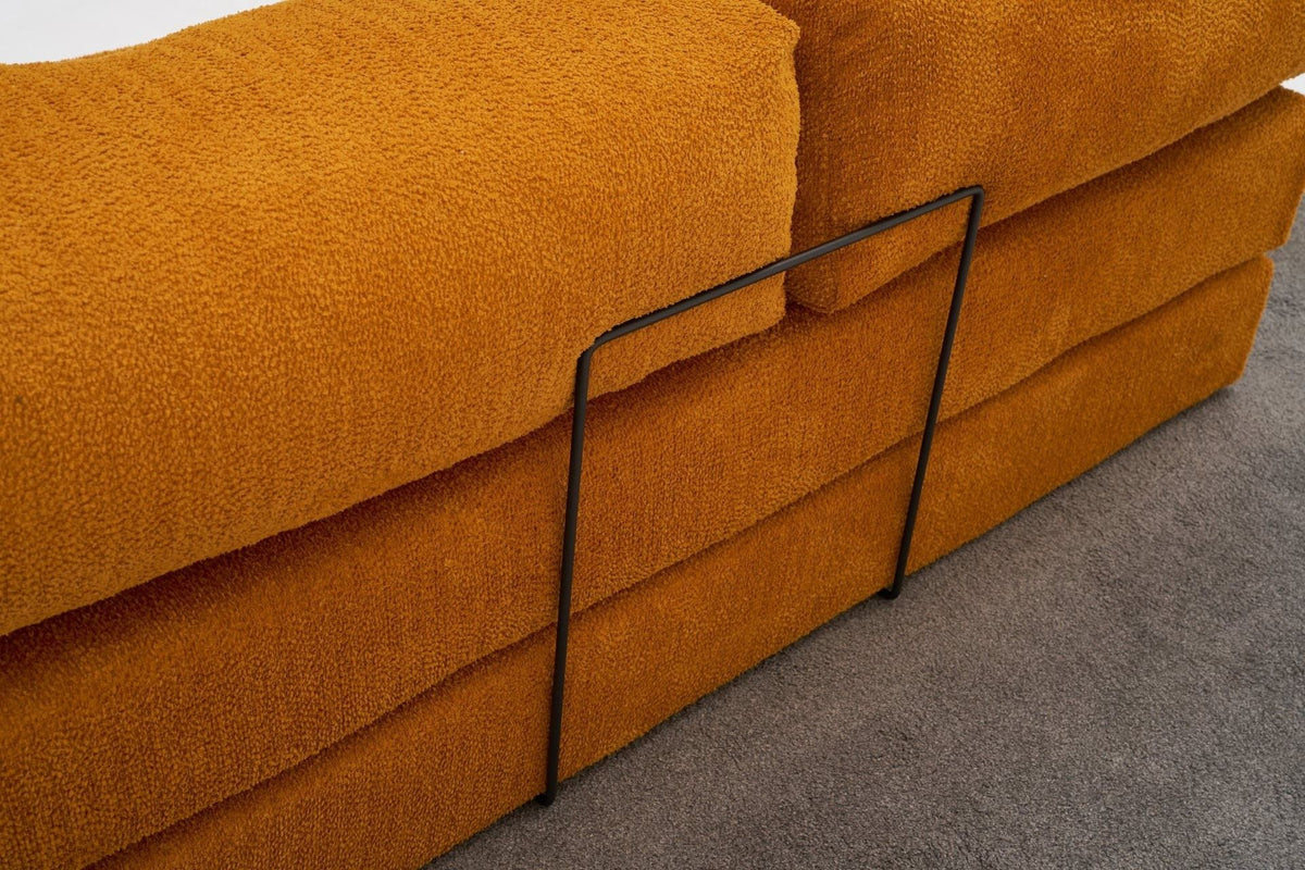 Comfort Mini-Ecksofa von Atelier Del Sofa in Orange, Ecksofa mit Chenille-Bezug, kompakte Form, Sitzfläche und Rückenlehne sichtbar