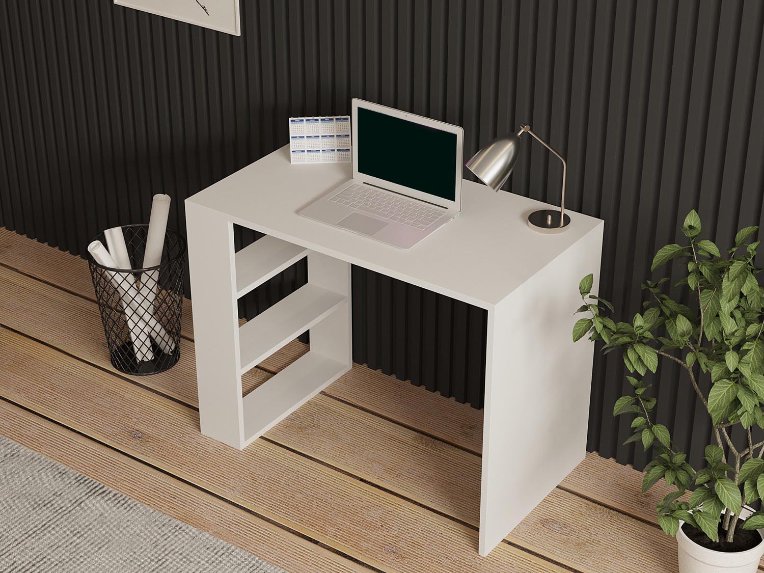 Erleben Sie Eleganz und Funktionalität mit dem weißen Schreibtisch von Hanah Home. Ideal für kreative Arbeit und optimale Organisation.