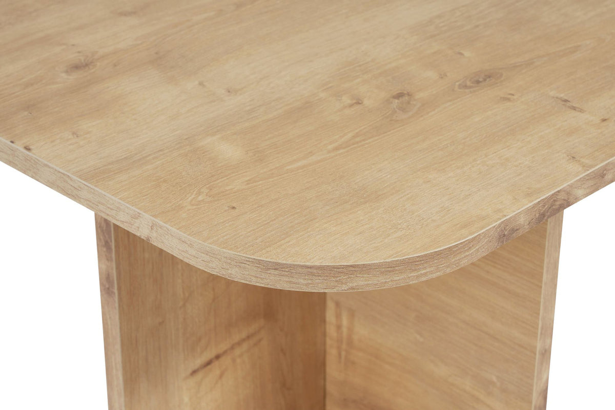 Rechteckiger Couchtisch Akira in Saphir-Eiche mit melaminbeschichteter Spanplattenoberfläche, schlichte Form, 120 cm breit und 41 cm hoch.