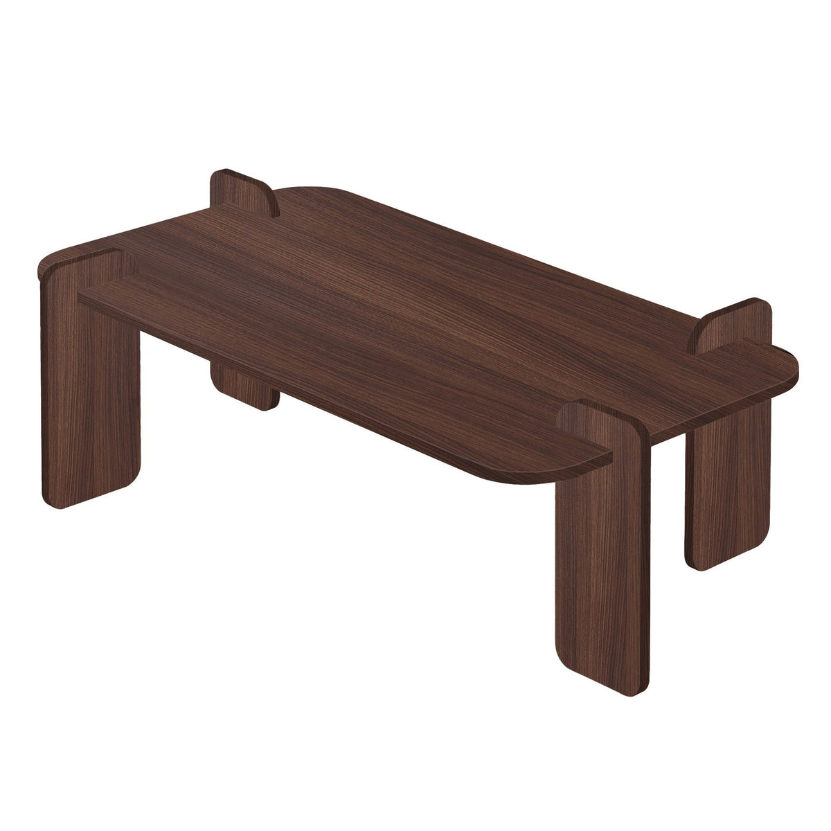 Couchtisch Renard in Nussbaum Milano von Nordure, rechteckige Tischplatte aus melaminbeschichteter Spanplatte, schlichtes Design.