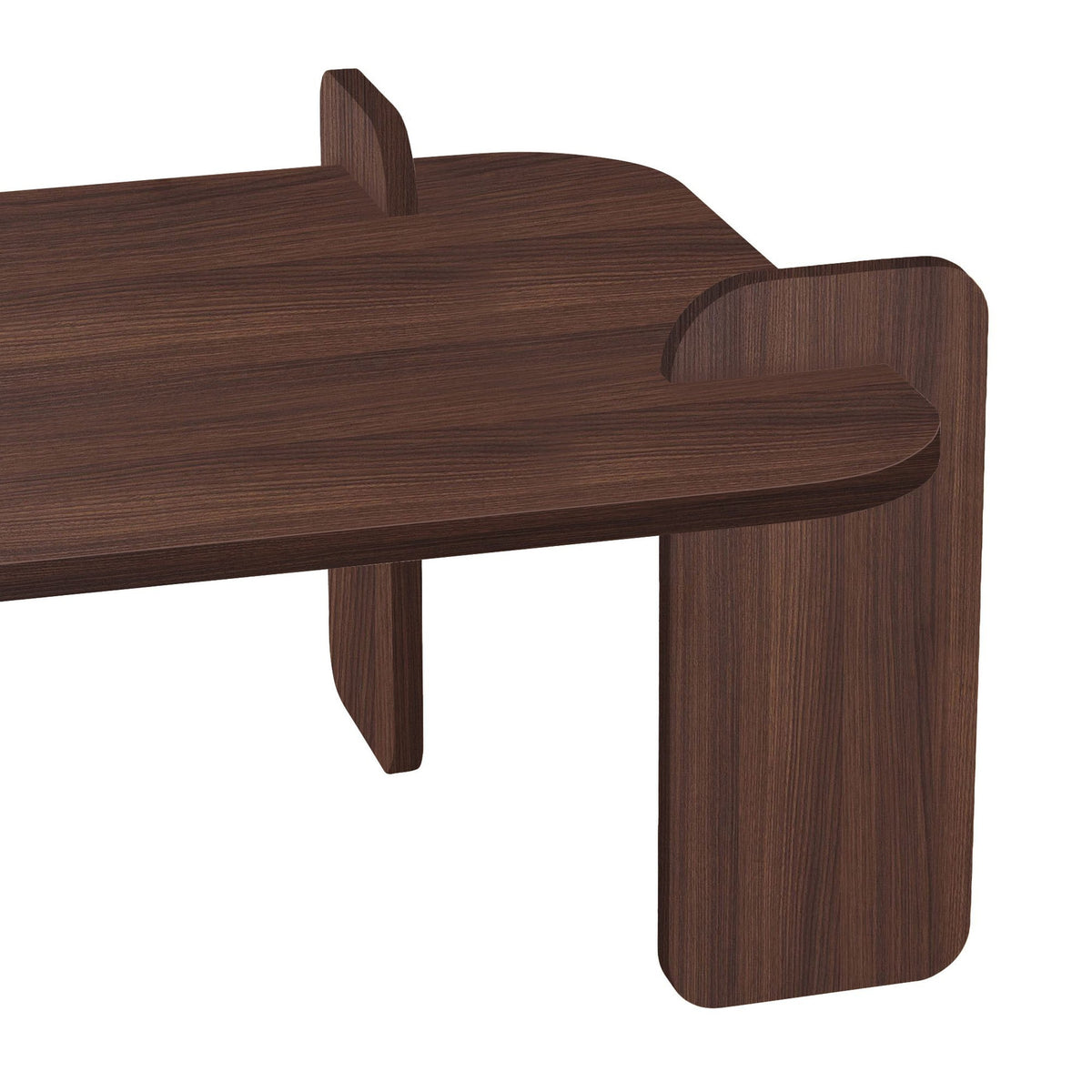 Couchtisch Renard in Nussbaum Milano von Nordure, rechteckige Tischplatte aus melaminbeschichteter Spanplatte, schlichtes Design.