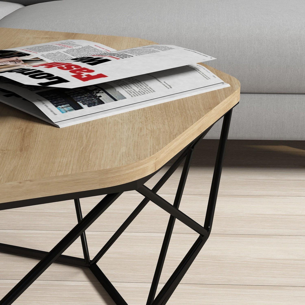 Diamond Sofatisch - Eiche in Eiche präsentiert im Onlineshop von KAQTU Design AG. Couchtisch ist von Hanah Home