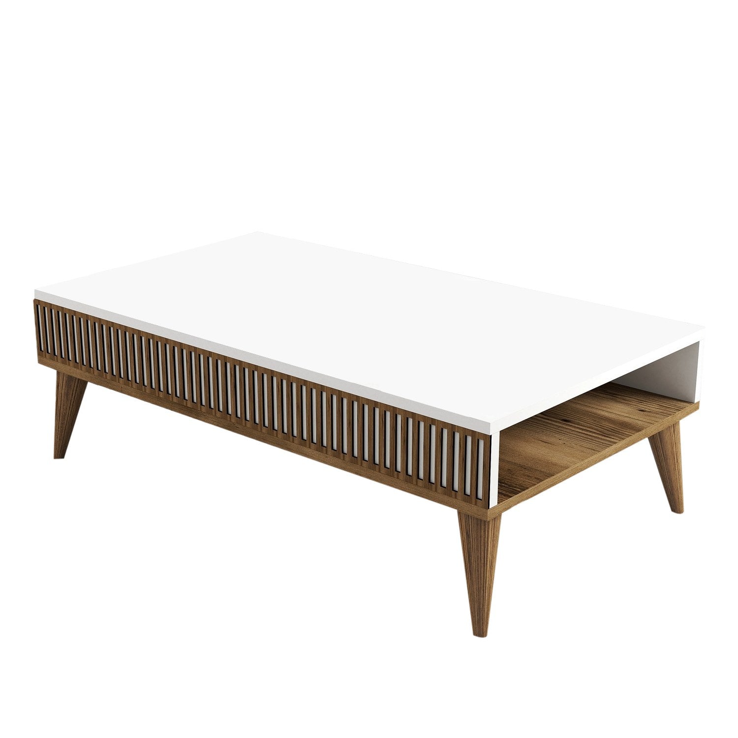 Milan - Walnut, White in Walnuss Weiss präsentiert im Onlineshop von KAQTU Design AG. Beistelltisch ist von Hanah Home
