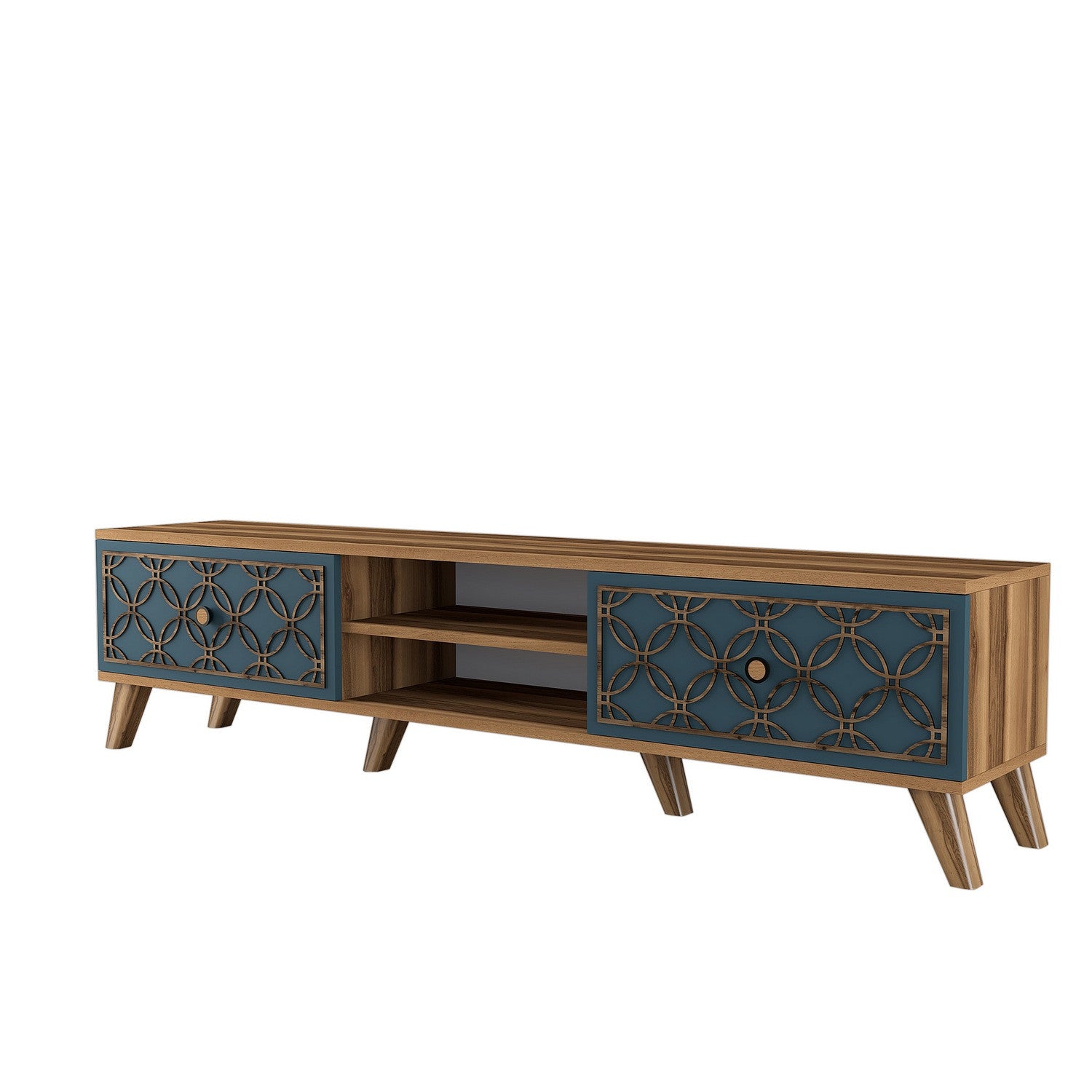 Verleihen Sie Ihrem Wohnraum mit dem Class Sideboard in Walnuss und Chalcedon von Hanah Home einen Hauch von Eleganz und Stil – ideal für modernes Wohnen.