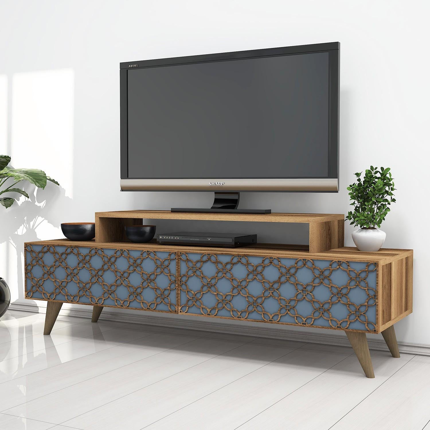 Entdecken Sie das elegante City Sideboard in Walnuss und Chalcedon von Hanah Home. Stilvolles Design, viel Stauraum und hochwertige Verarbeitung für Ihr Zuhause.