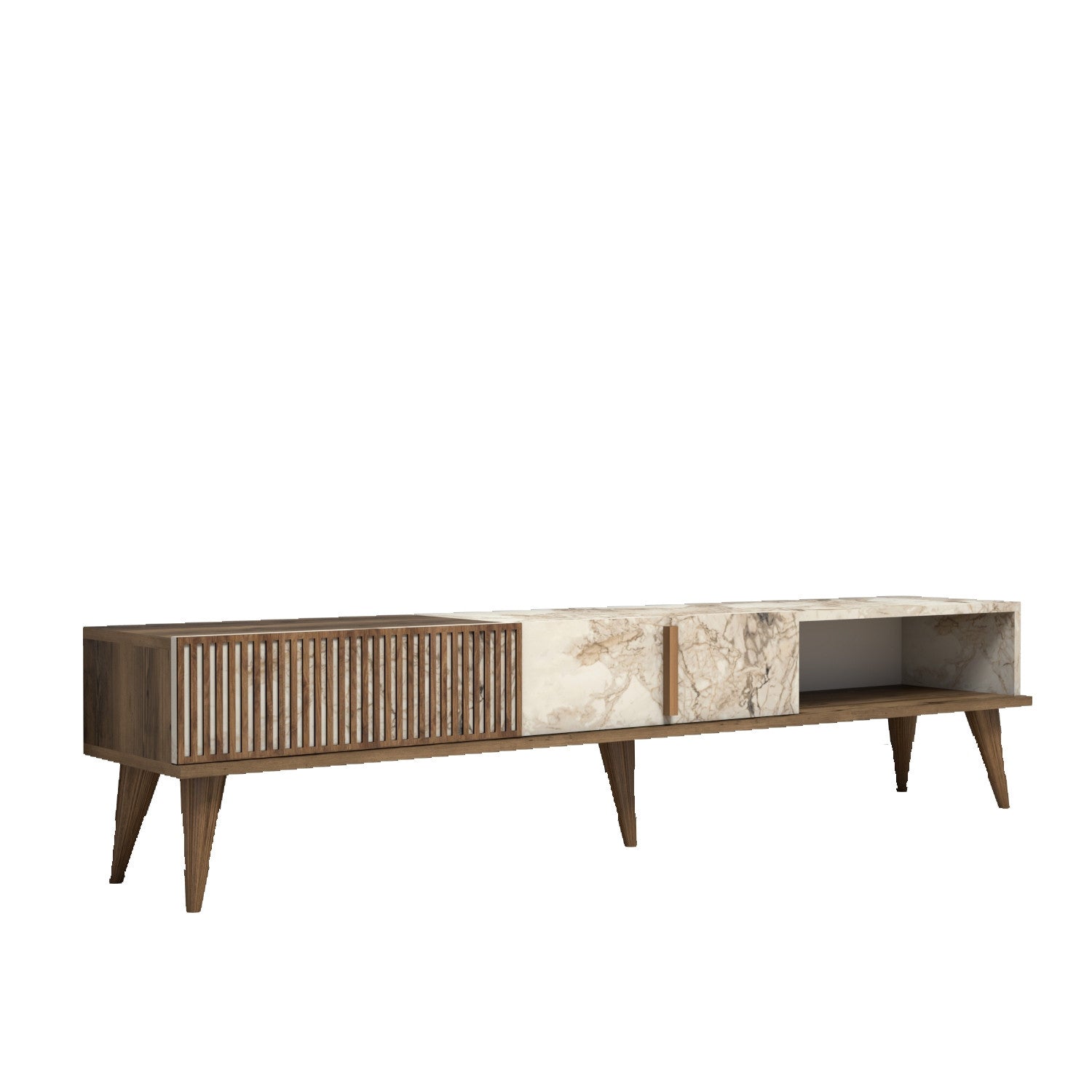 Milan - Walnut, White Marble in Walnuss Weiss präsentiert im Onlineshop von KAQTU Design AG. Sideboard ist von Hanah Home