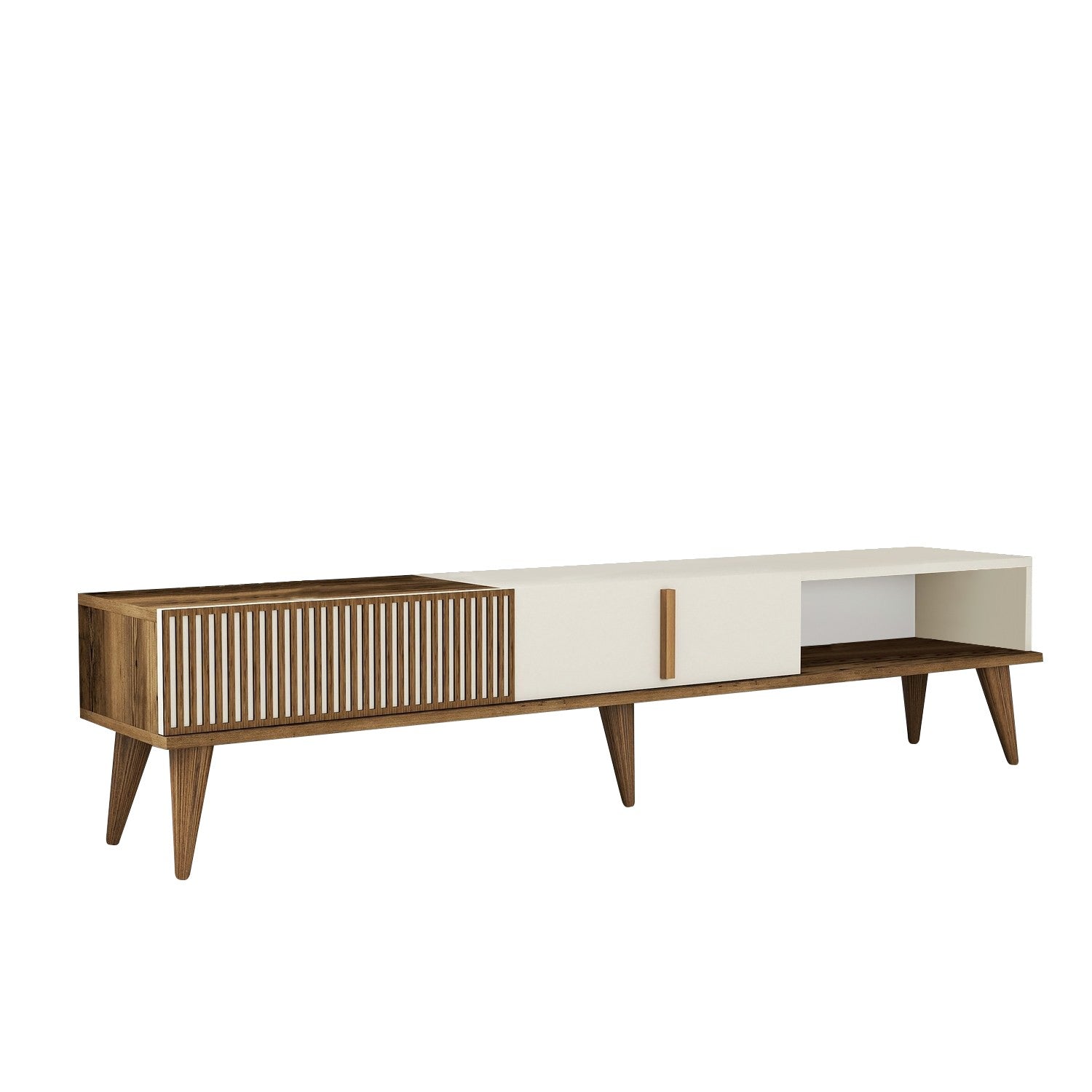 Entdecken Sie das elegante Milan Alt Sideboard von Hanah Home in Walnuss und Creme – die perfekte Kombination aus Stil und Funktionalität für Ihr Zuhause.