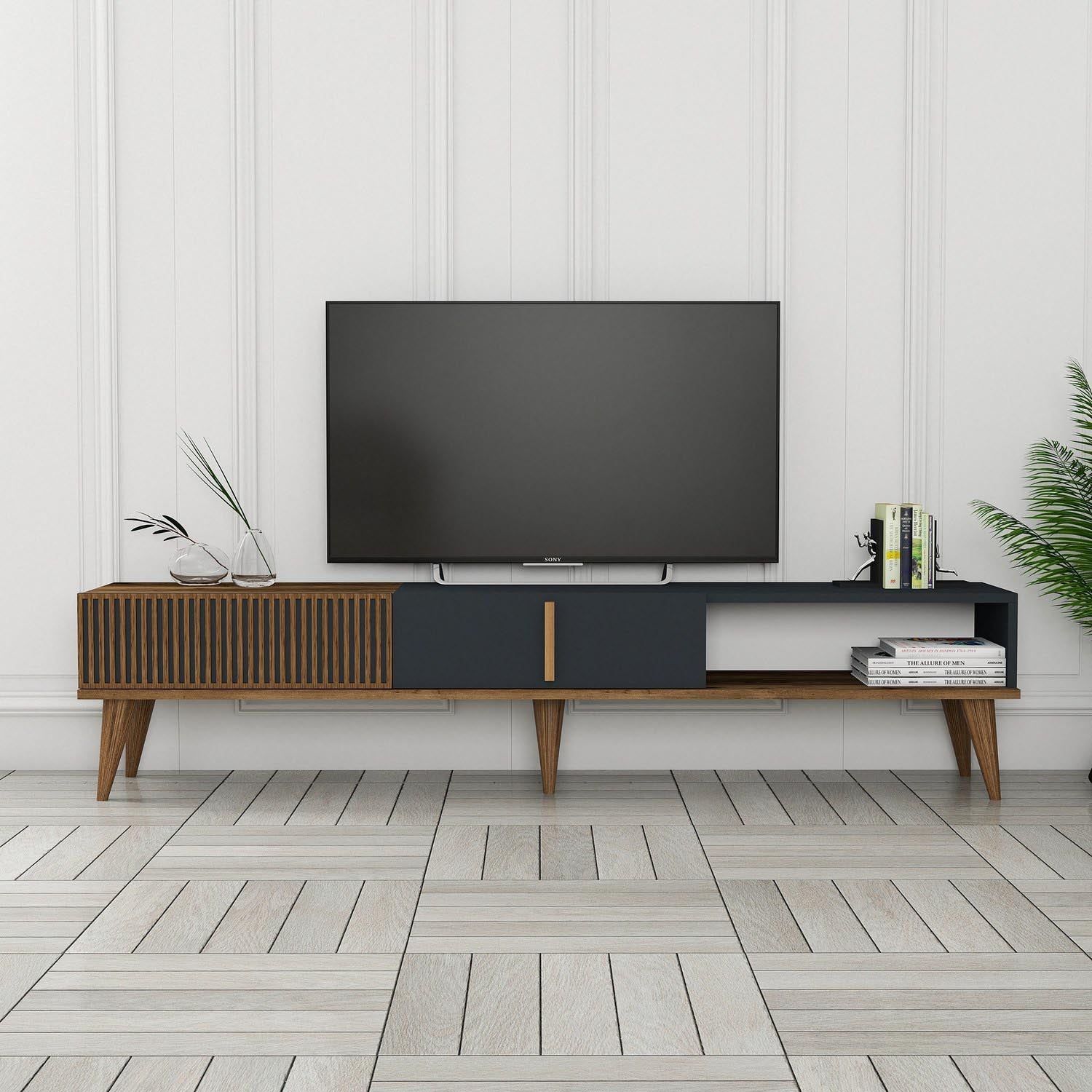 Entdecken Sie das elegante Milan Alt Sideboard in Walnuss und Anthrazit von Hanah Home. Stilvolles Design trifft auf praktische Funktionalität für Ihr Zuhause.