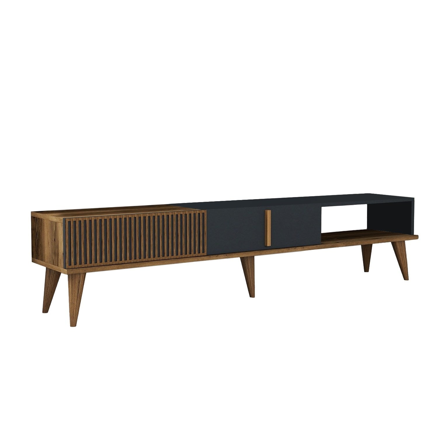 Gestalten Sie Ihr Wohnzimmer neu mit dem Milan Alt Sideboard in Walnuss und Anthrazit von Hanah Home. Stilvolles Design und praktische Funktionalität vereint!