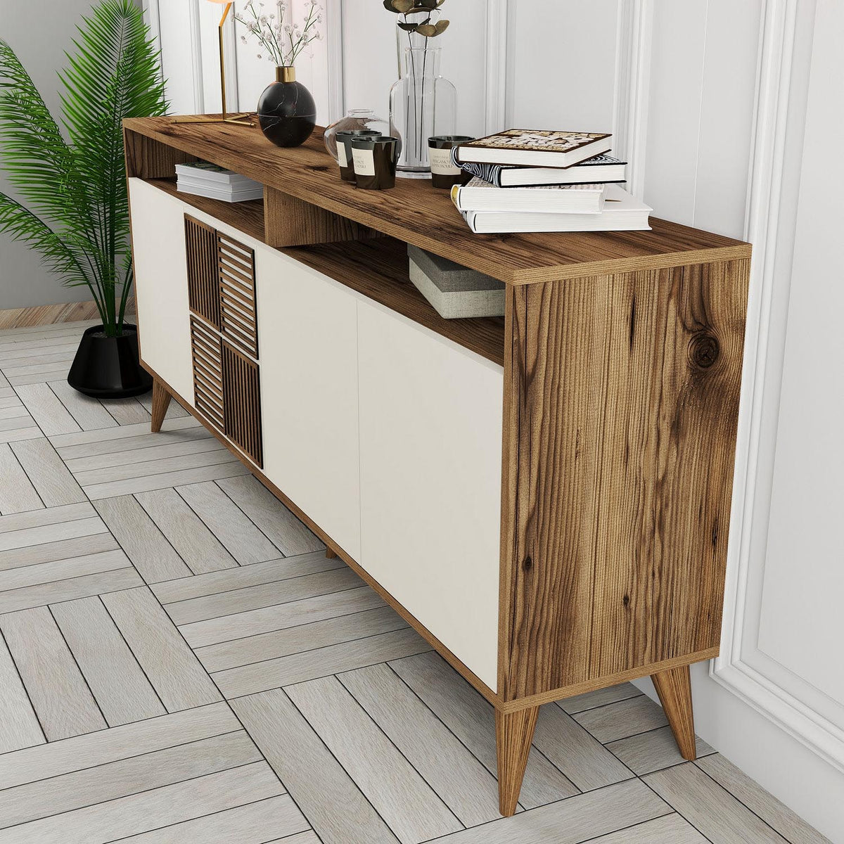 Milan High-Sideboard - Walnuss
Creme in Walnuss / Creme präsentiert im Onlineshop von KAQTU Design AG. High-Sideboard ist von Hanah Home