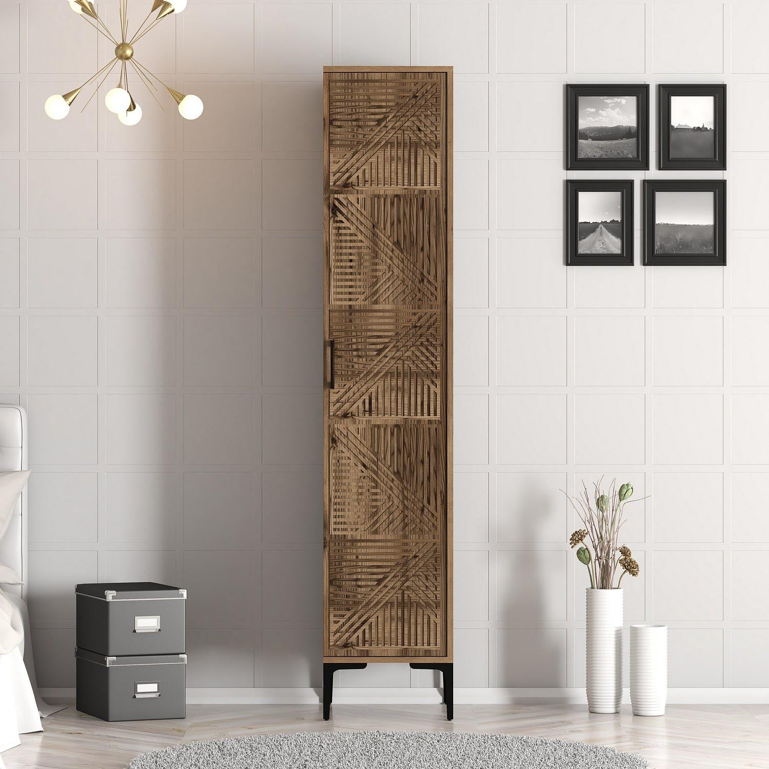 Gestalten Sie Ihr Schlafzimmer mit der eleganten Kumsal P Garderobe aus Walnuss von Hanah Home – für Ordnung und Stil in jedem Raum!