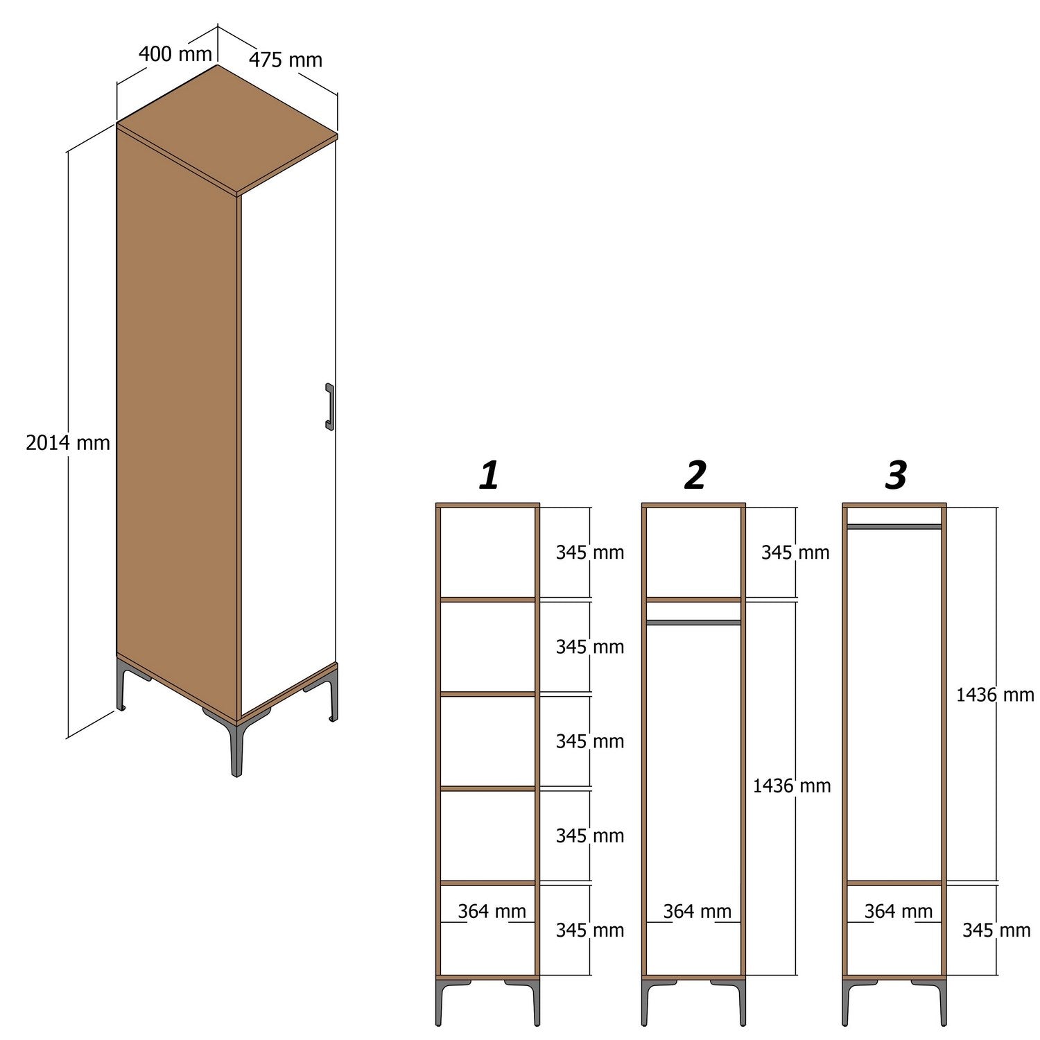 Gestalten Sie Ihr Schlafzimmer mit der eleganten Kumsal P Garderobe aus Walnuss und genießen Sie großzügigen Stauraum in stilvollem Design!