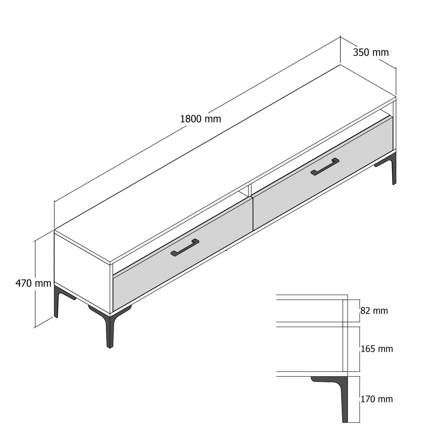 Erleben Sie das Istanbul 2 Sideboard von Hanah Home in edlem Walnuss, das stilvollen Stauraum und zeitlose Eleganz in Ihr Zuhause bringt.