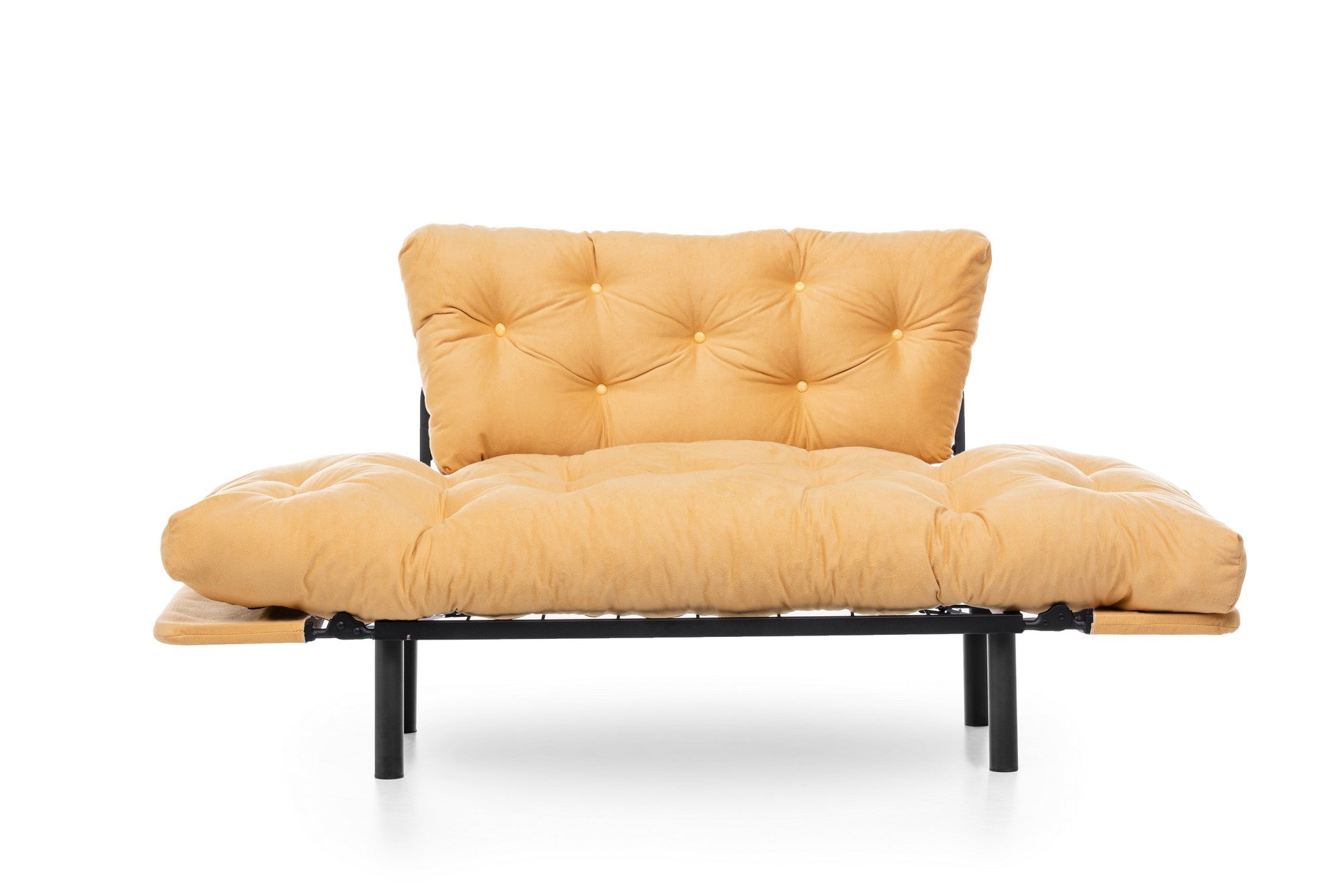 Entdecken Sie das Nitta Bettsofa in strahlendem Senfgelb – ein elegantes 2-Sitzer Schlafsofa, das Komfort und modernes Design perfekt kombiniert!