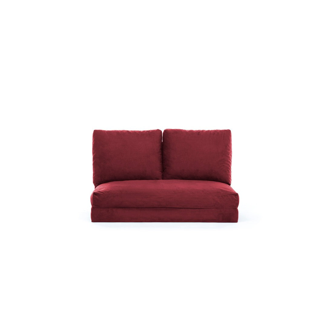 Entdecken Sie das Taida Bettsofa in stilvollem Maroon – ideal für Entspannung und Übernachtungen, vereint Funktionalität und modernes Design.
