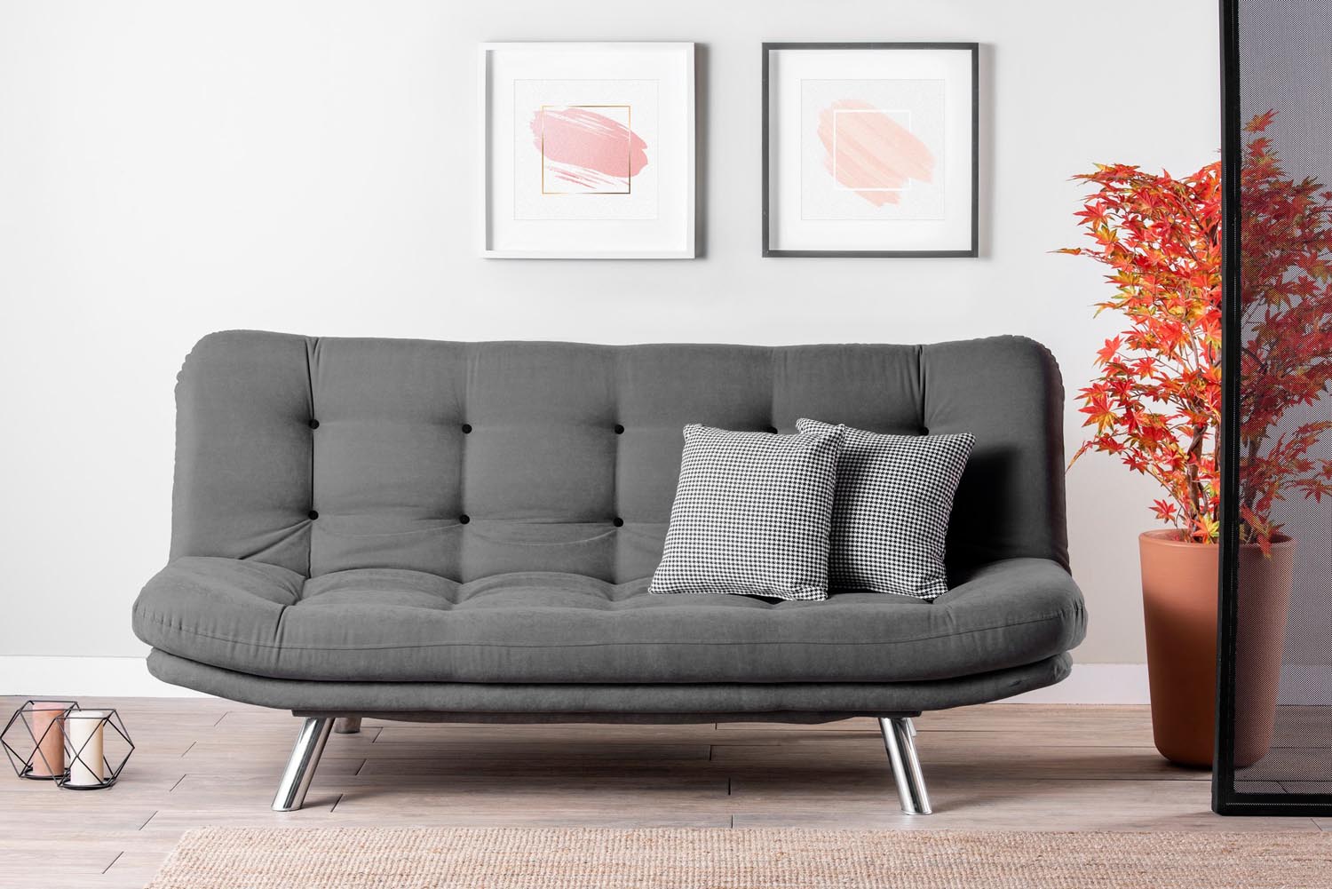 Entdecken Sie das elegante Misa Sofabed in Grau von Atelier Del Sofa – ein stilvolles 3-Sitz-Sofa-Bett, das Komfort und Funktionalität vereint.