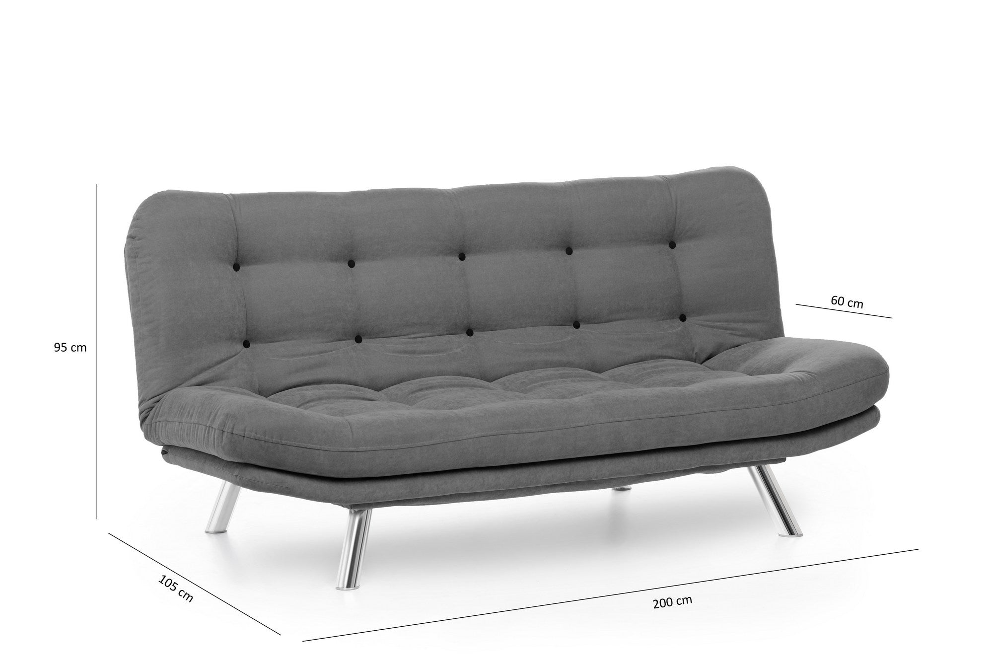 Entdecken Sie das elegante Misa Sofabed in Grau von Atelier Del Sofa – ein stilvolles 3-Sitz-Sofa-Bett, das Komfort und Funktionalität vereint.