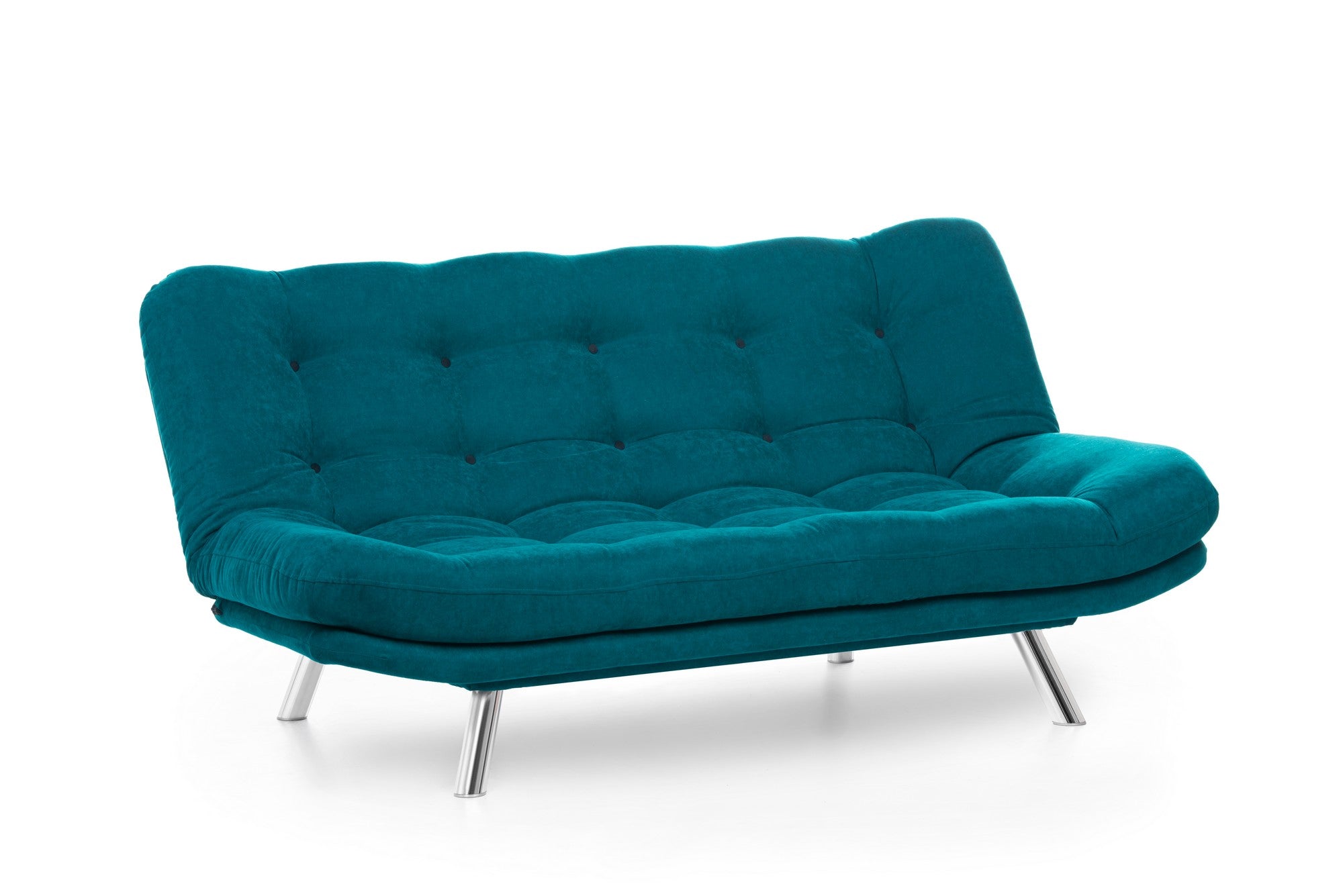 Entdecken Sie das Misa Sofabed in stilvollem Petrolgrün – ein elegantes 3-Sitzer Schlafsofa, das Komfort und Funktionalität vereint.