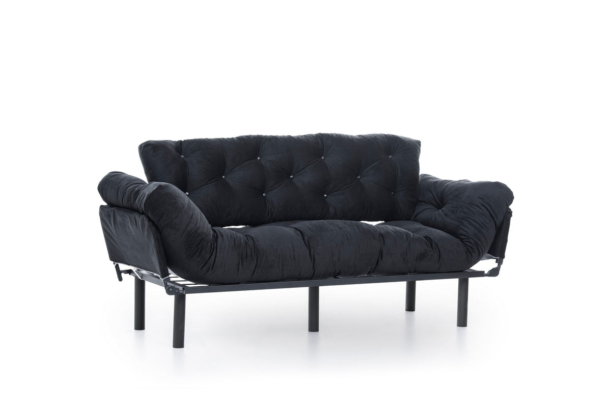 Nitta Triple Bettsofa - Schwarz in Schwarz präsentiert im Onlineshop von KAQTU Design AG. Bettsofa ist von Atelier Del Sofa