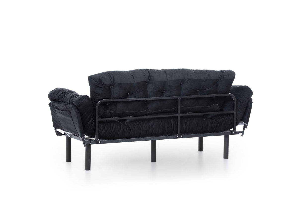 Nitta Triple Bettsofa - Schwarz in Schwarz präsentiert im Onlineshop von KAQTU Design AG. Bettsofa ist von Atelier Del Sofa