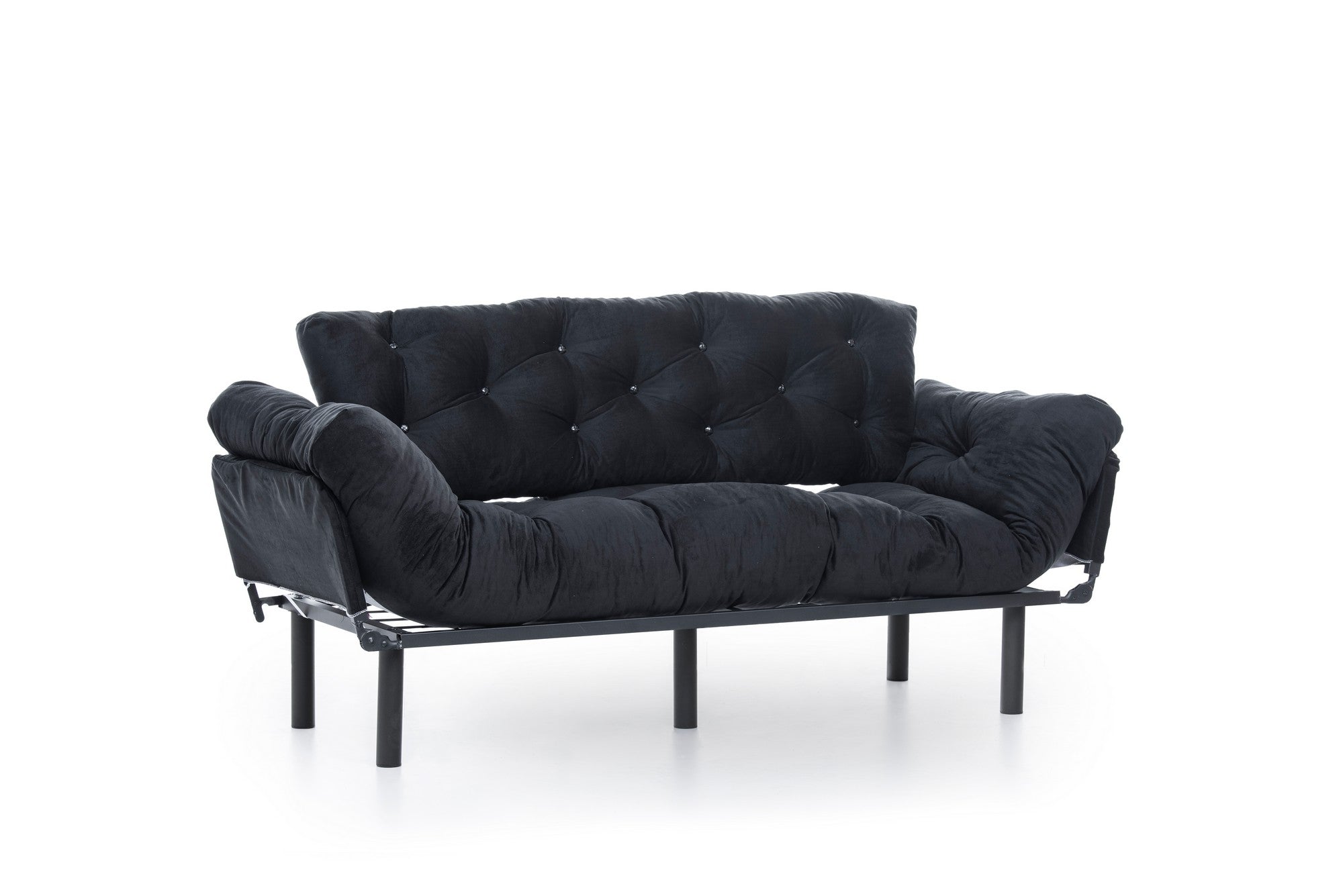 Erleben Sie das Nitta Triple Bettsofa in stilvollem Schwarz von Atelier Del Sofa – ein elegantes Möbelstück, das Komfort und Funktionalität vereint.