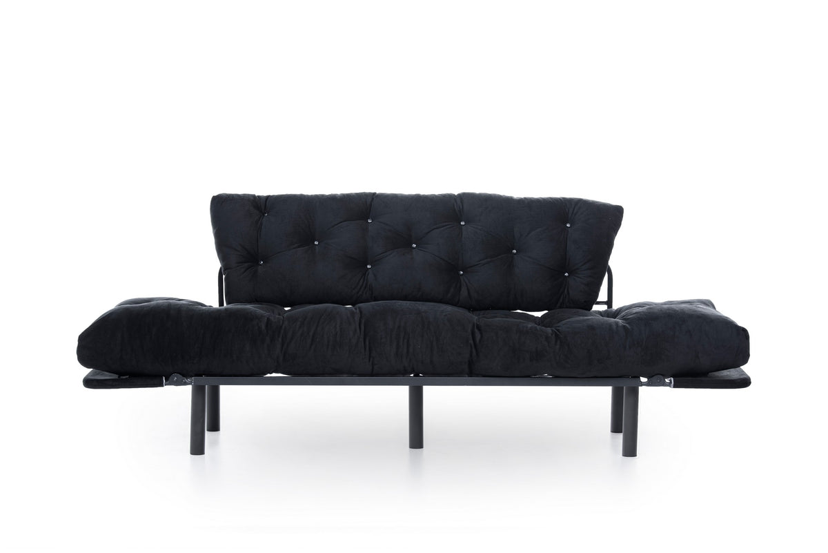 Nitta Triple Bettsofa - Schwarz in Schwarz präsentiert im Onlineshop von KAQTU Design AG. Bettsofa ist von Atelier Del Sofa