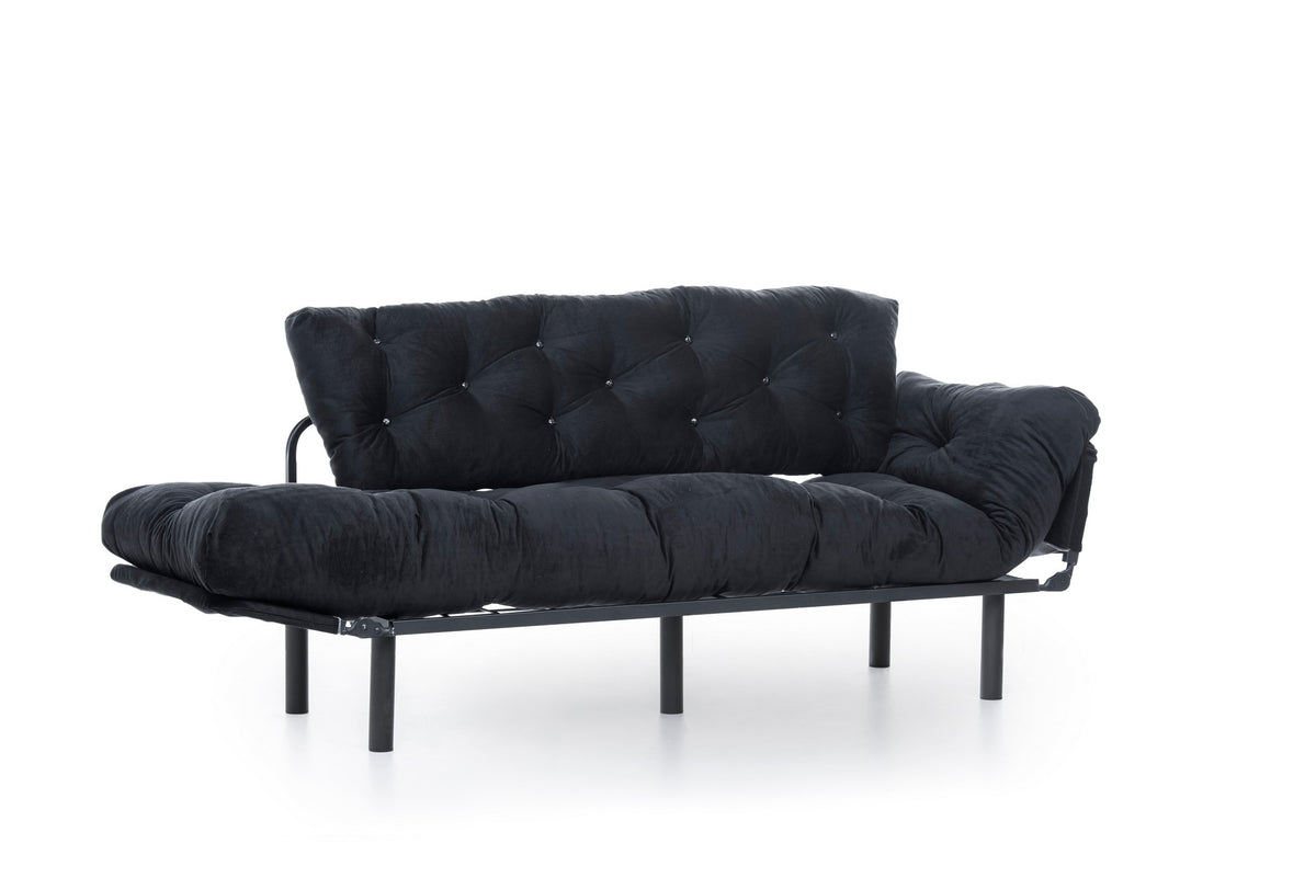 Nitta Triple Bettsofa - Schwarz in Schwarz präsentiert im Onlineshop von KAQTU Design AG. Bettsofa ist von Atelier Del Sofa