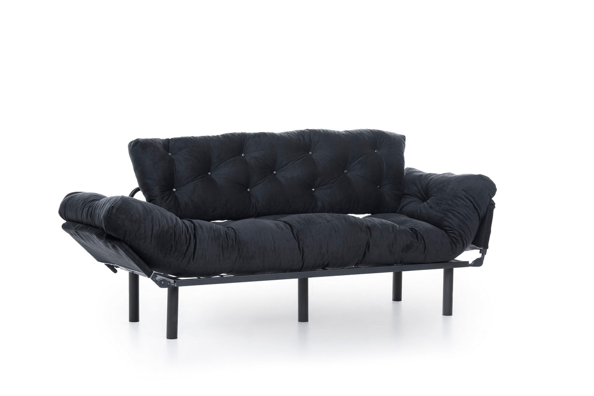 Nitta Triple Bettsofa - Schwarz in Schwarz präsentiert im Onlineshop von KAQTU Design AG. Bettsofa ist von Atelier Del Sofa