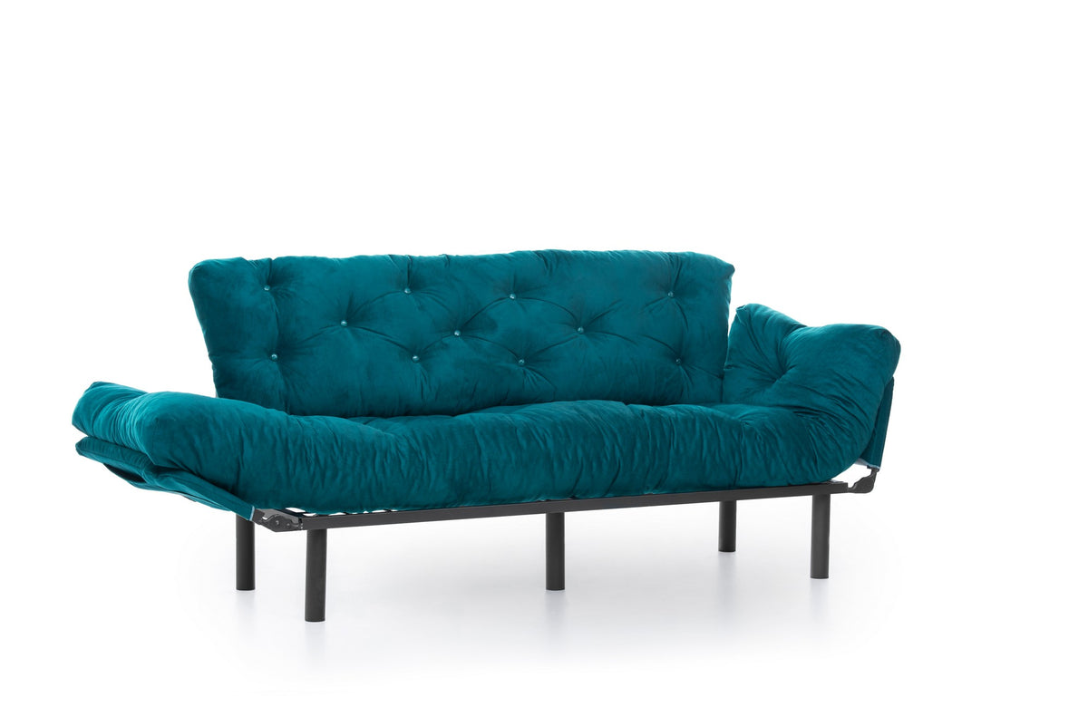 Nitta Triple Bettsofa - Petrolgrün in Petrolgrün präsentiert im Onlineshop von KAQTU Design AG. Bettsofa ist von Atelier Del Sofa