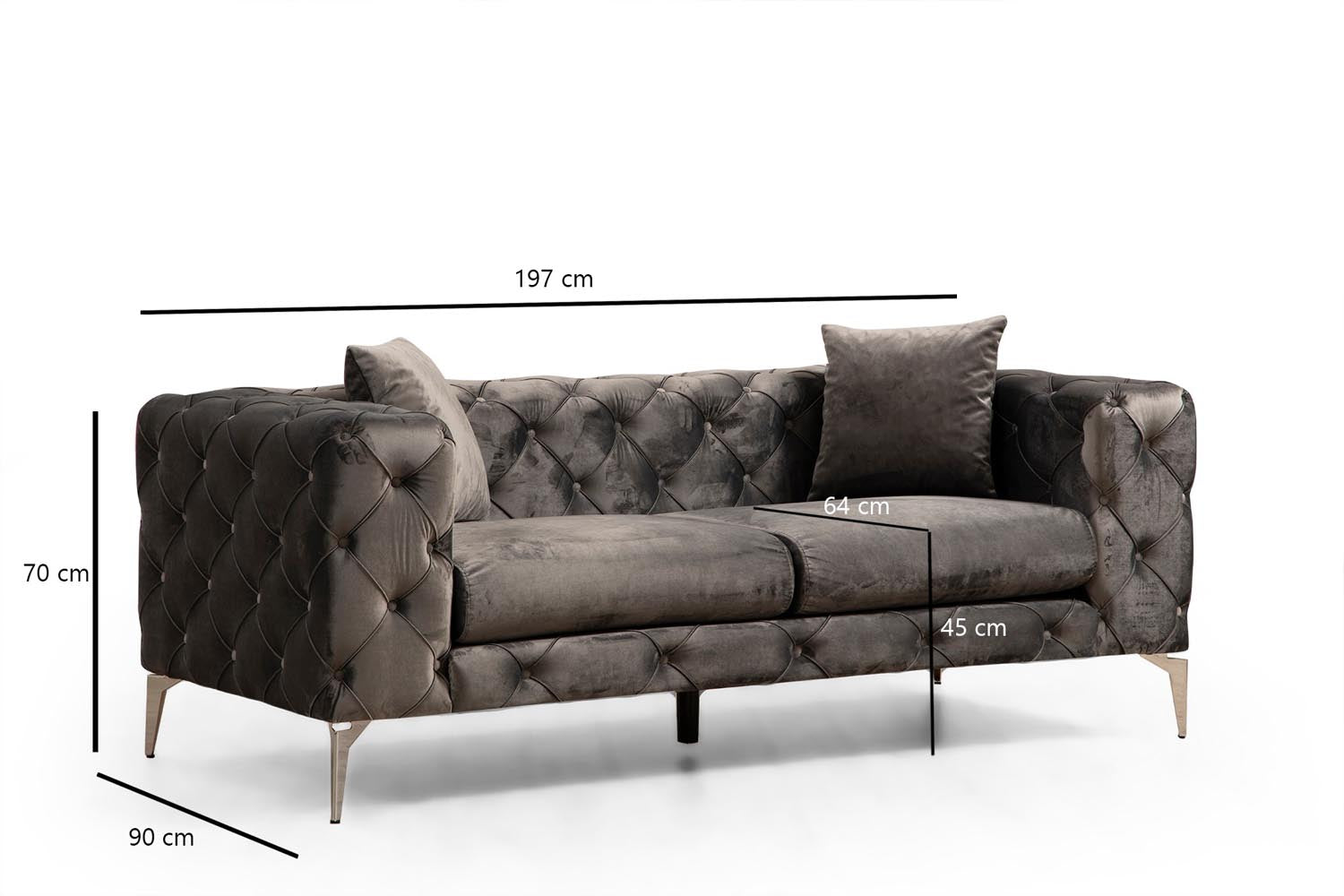 Das Como 2-Sitzer Sofa in Anthrazit von Atelier Del Sofa vereint modernes Design mit unvergleichlichem Komfort. Ideal für stilvolle Wohnräume!